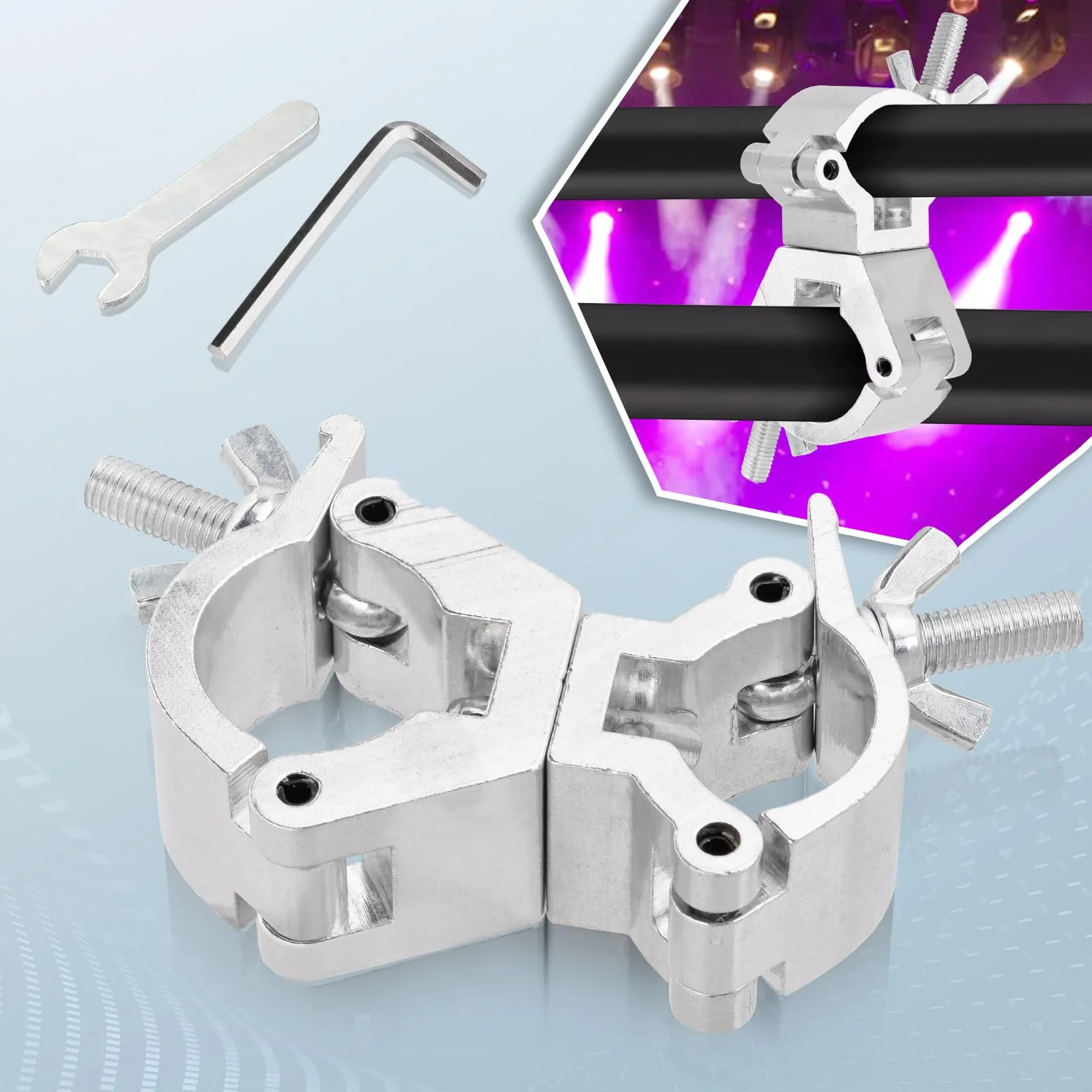 Aluminum Alloy Stage Lighting Truss Clamps - Maximum Load 220 Lbs and Fits 0.98-1.18 Inches or 1.18-1.41 Inches OD Tubing - Swivel Double-Head Coupler Suitable for Stages/Djs/Speaker/Pubs 0.98-1.18Inch/1.18-1.41Inch - Image 6