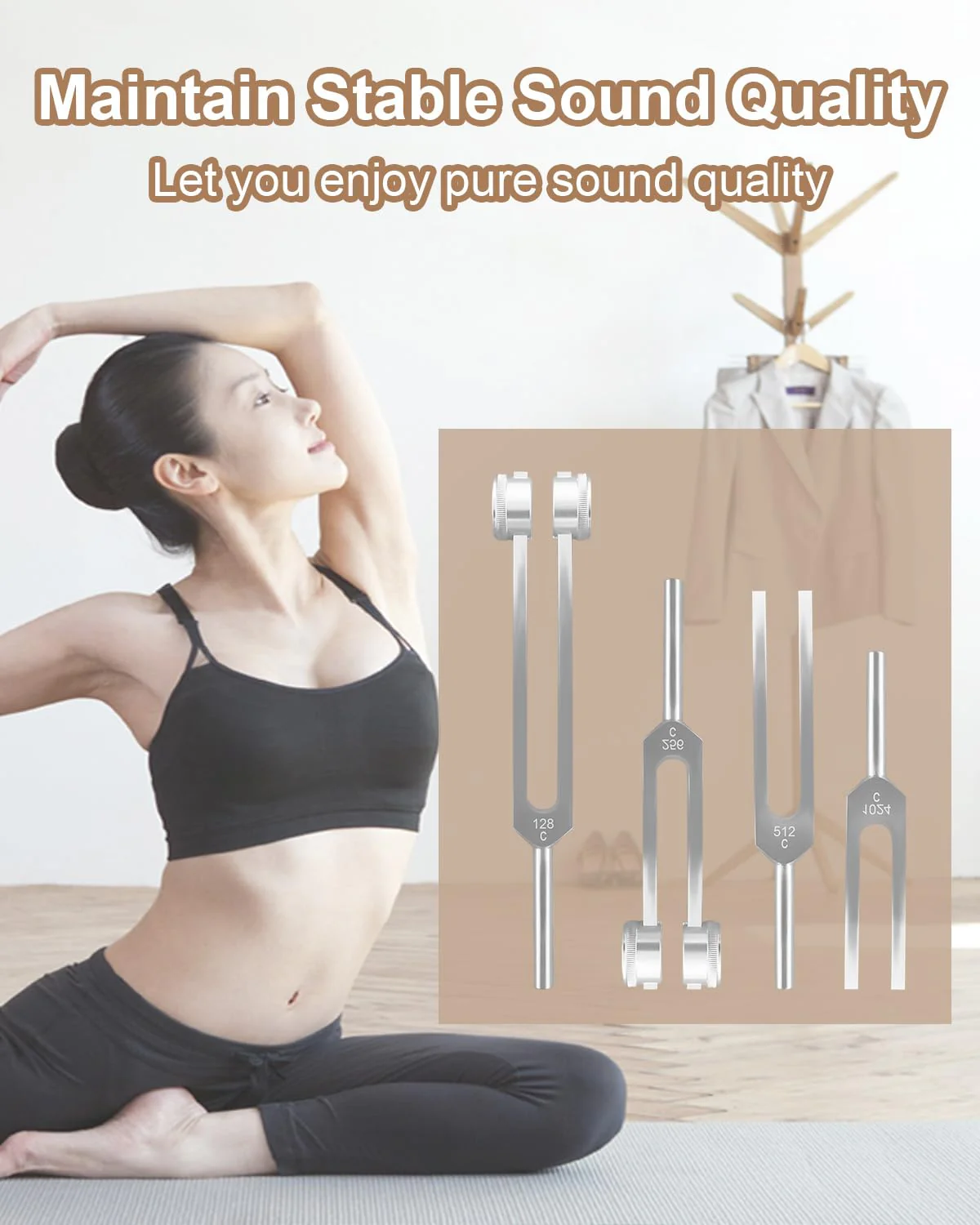 Aluminum Alloy Tuning Fork Set, 4 Tuning Forks & 2 Rubber Mallets & 4 Black Protective Bags, 128Hz 256Hz 512Hz 1024Hz Tuning Forks for Sound Yoga Meditation Relaxation - Image 2