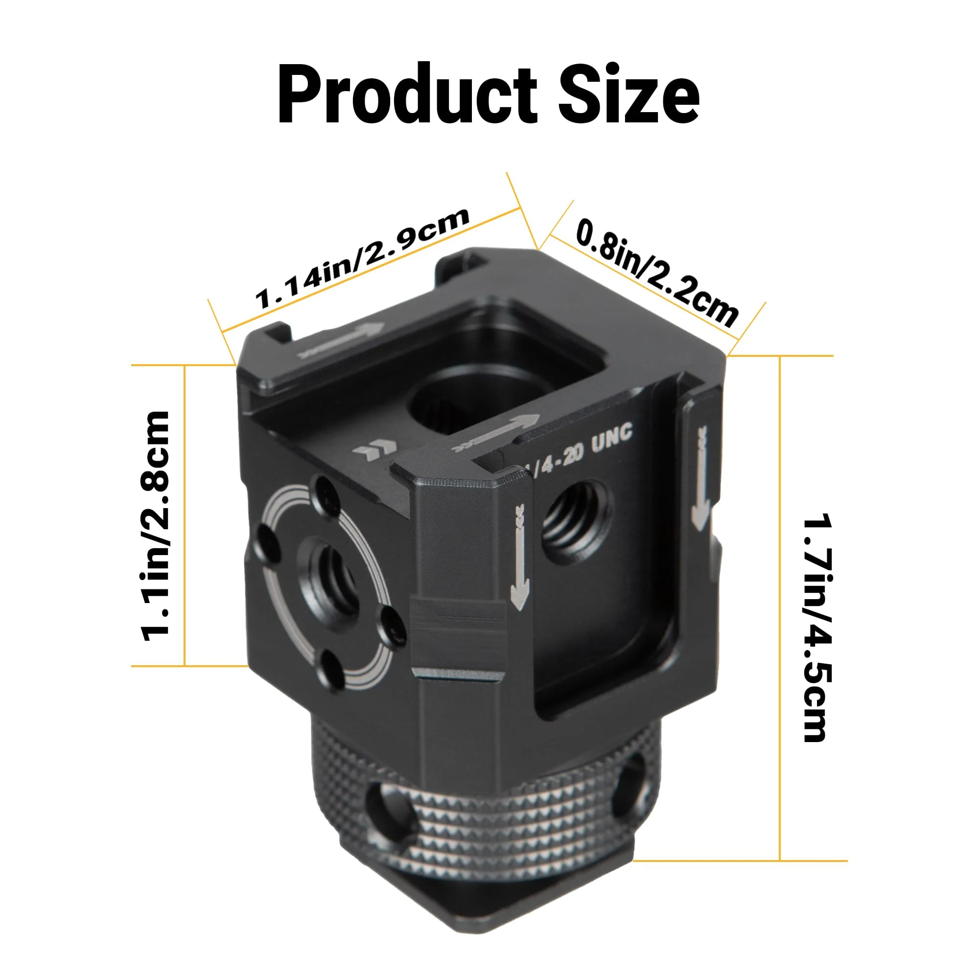 Aluminum Camera Shoe Mount - Ultralight Cold Shoe Adapter with Multi 1/4" Threads, 60g Quick-Release Plate for DSLR/Mirrorless/Outdoor Photography - Image 3