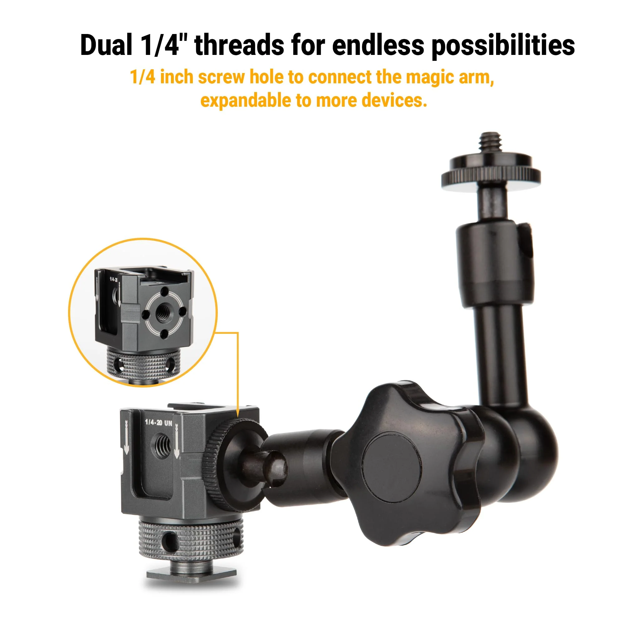 Aluminum Camera Shoe Mount - Ultralight Cold Shoe Adapter with Multi 1/4" Threads, 60g Quick-Release Plate for DSLR/Mirrorless/Outdoor Photography - Image 5