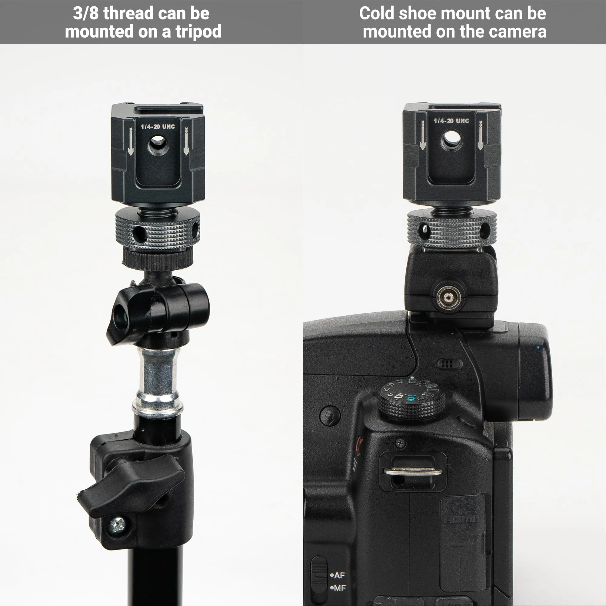 Aluminum Camera Shoe Mount - Ultralight Cold Shoe Adapter with Multi 1/4" Threads, 60g Quick-Release Plate for DSLR/Mirrorless/Outdoor Photography - Image 6