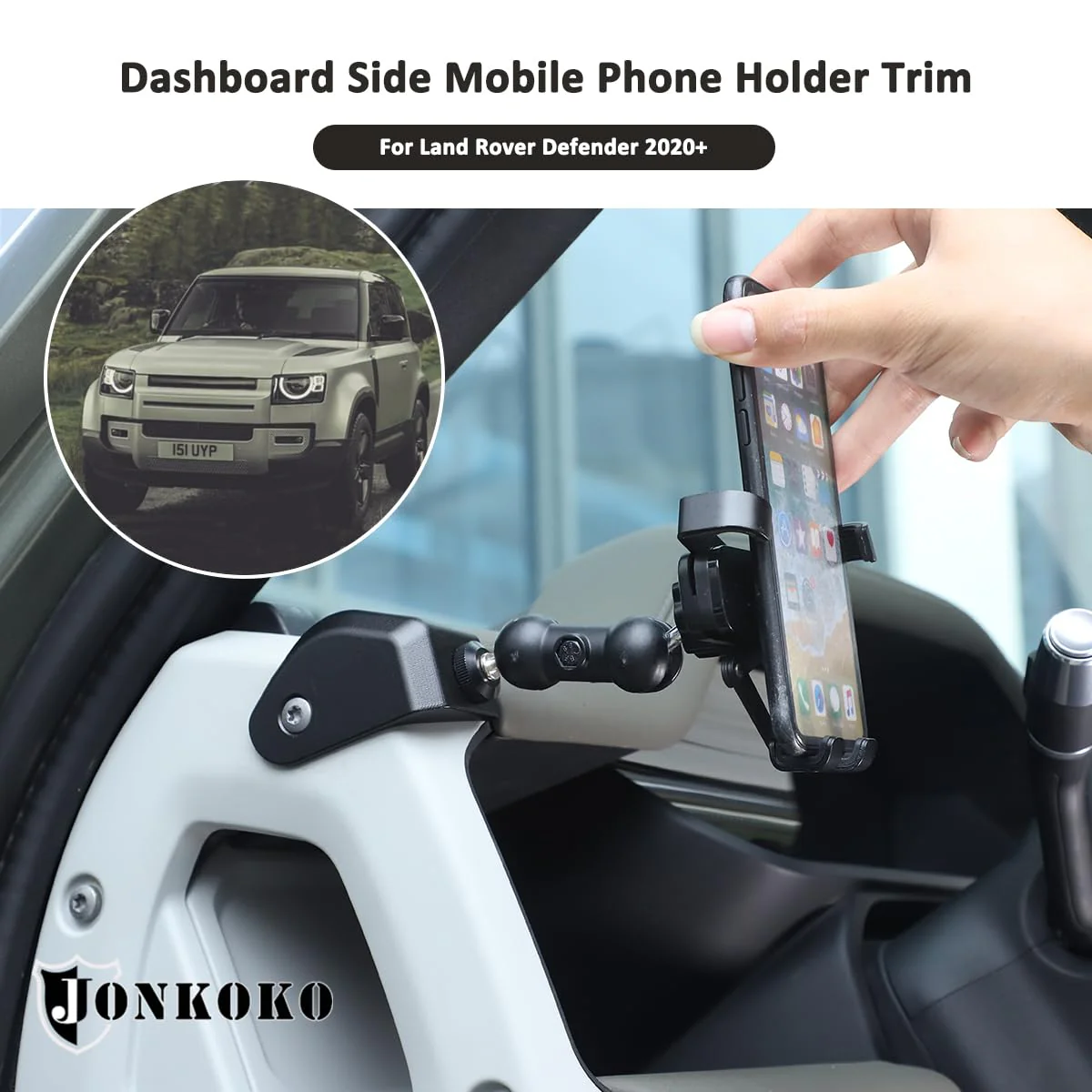 Alumium Alloy Dashboard Side Mobile Phone Holder Trim Compatible with Land Rover Defender 90 110 130 2020-2024 Car Central Control Car Phone Mount (Style B, Left) - Image 4
