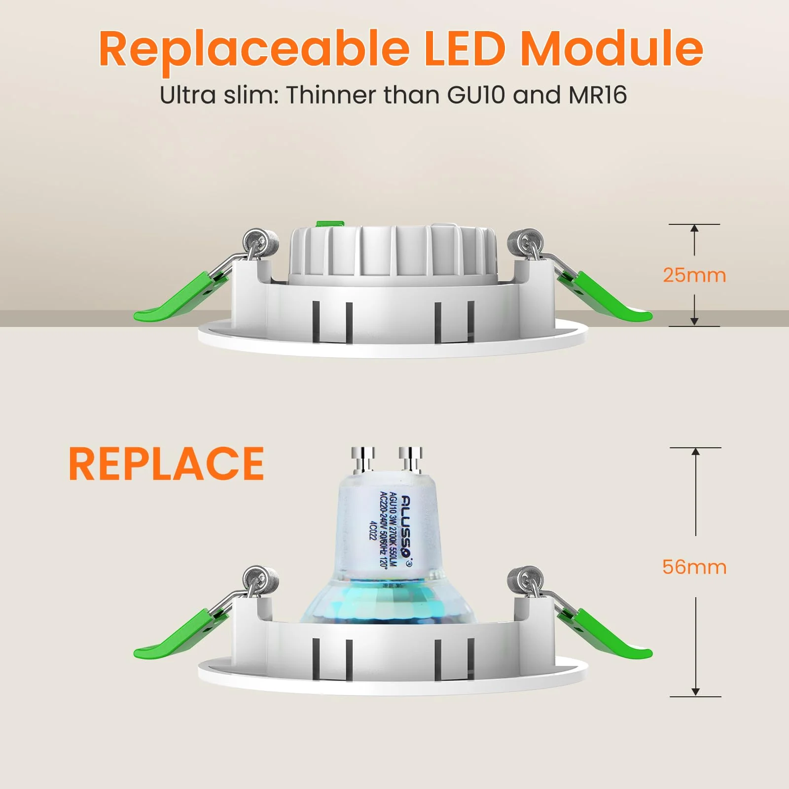 ALUSSO LED Recessed Spotlight 230 V 76 mm, 6 W Tilt Recessed Spotlight, LED Flat 25 mm, 3CCT Spot Warm White 3000 K Natural White 4000 K Cool White 6500 K, Removable Recessed Spotlight, LED Dimmable Neigung Abnehmbar, Ø75-78mm Lochmass - Image 6