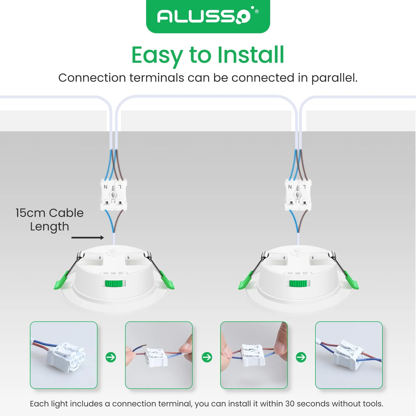 ALUSSO LED Recessed Spotlights, 230 V, 68 mm, Dimmable, 4 W, Ultra-Flat, 310 Lm, IP44, Warm White 3,000 K, Neutral White 4,000 K, Cool White 6,500 K, for Bathroom, Living Room, Set of 6. 4w White, Diameter 55-68 Mm Hole Size - Image 6