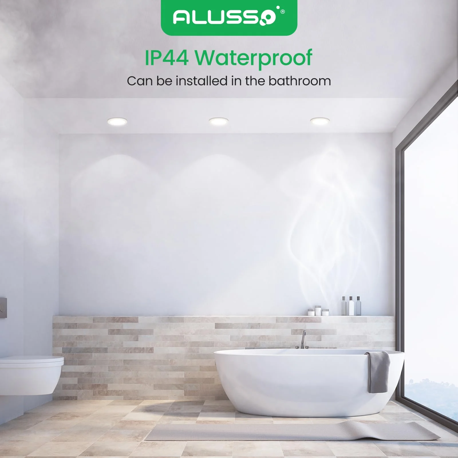 ALUSSO LED Recessed Spotlights, 230 V, 68 mm, Dimmable, 4 W, Ultra-Flat, 310 Lm, IP44, Warm White 3,000 K, Neutral White 4,000 K, Cool White 6,500 K, for Bathroom, Living Room, Set of 6. 4w White, Diameter 55-68 Mm Hole Size - Image 7