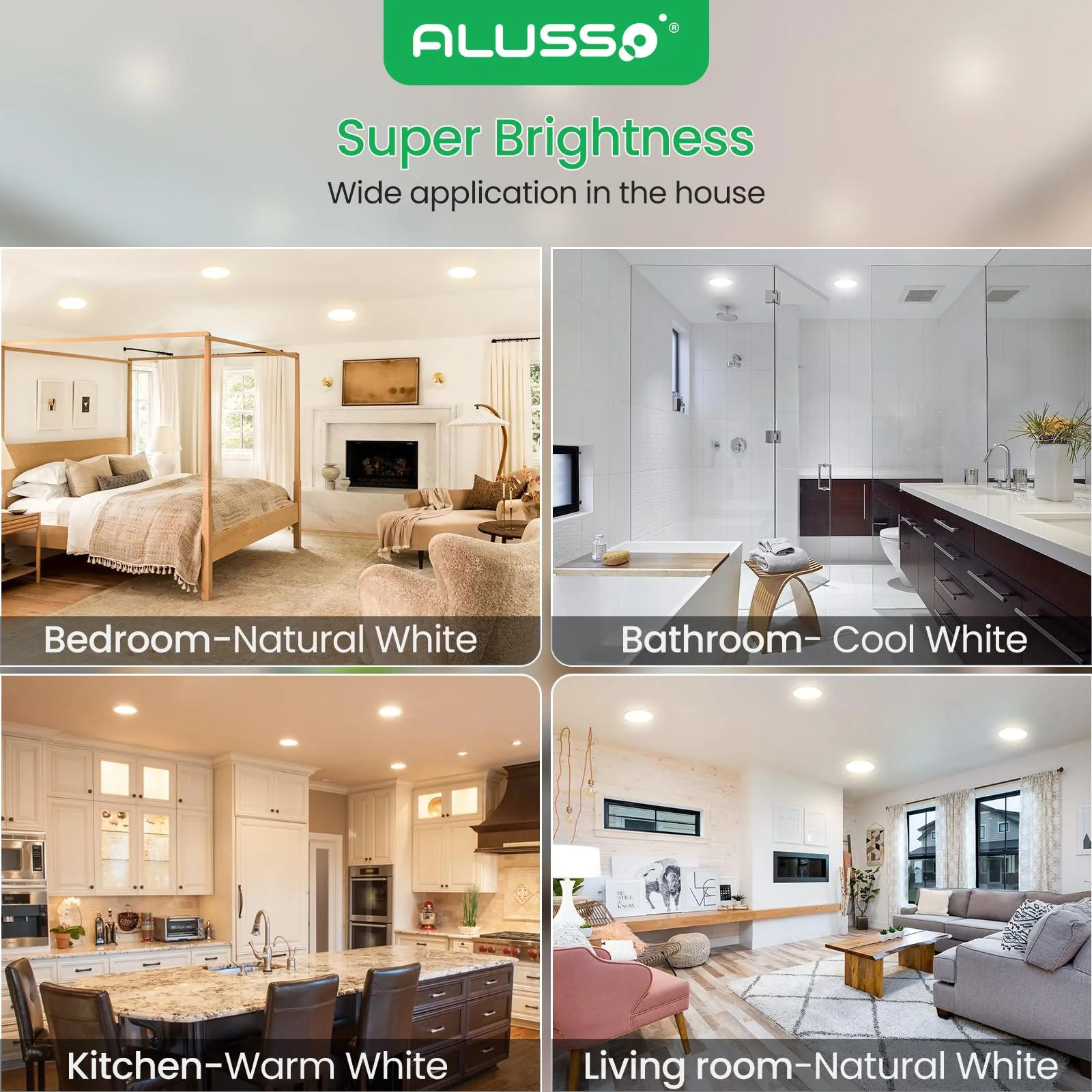ALUSSO LED Recessed Spotlights, 230 V, 68 mm, Dimmable, 4 W, Ultra-Flat, 310 Lm, IP44, Warm White 3,000 K, Neutral White 4,000 K, Cool White 6,500 K, for Bathroom, Living Room, Set of 6. 4w White, Diameter 55-68 Mm Hole Size - Image 8