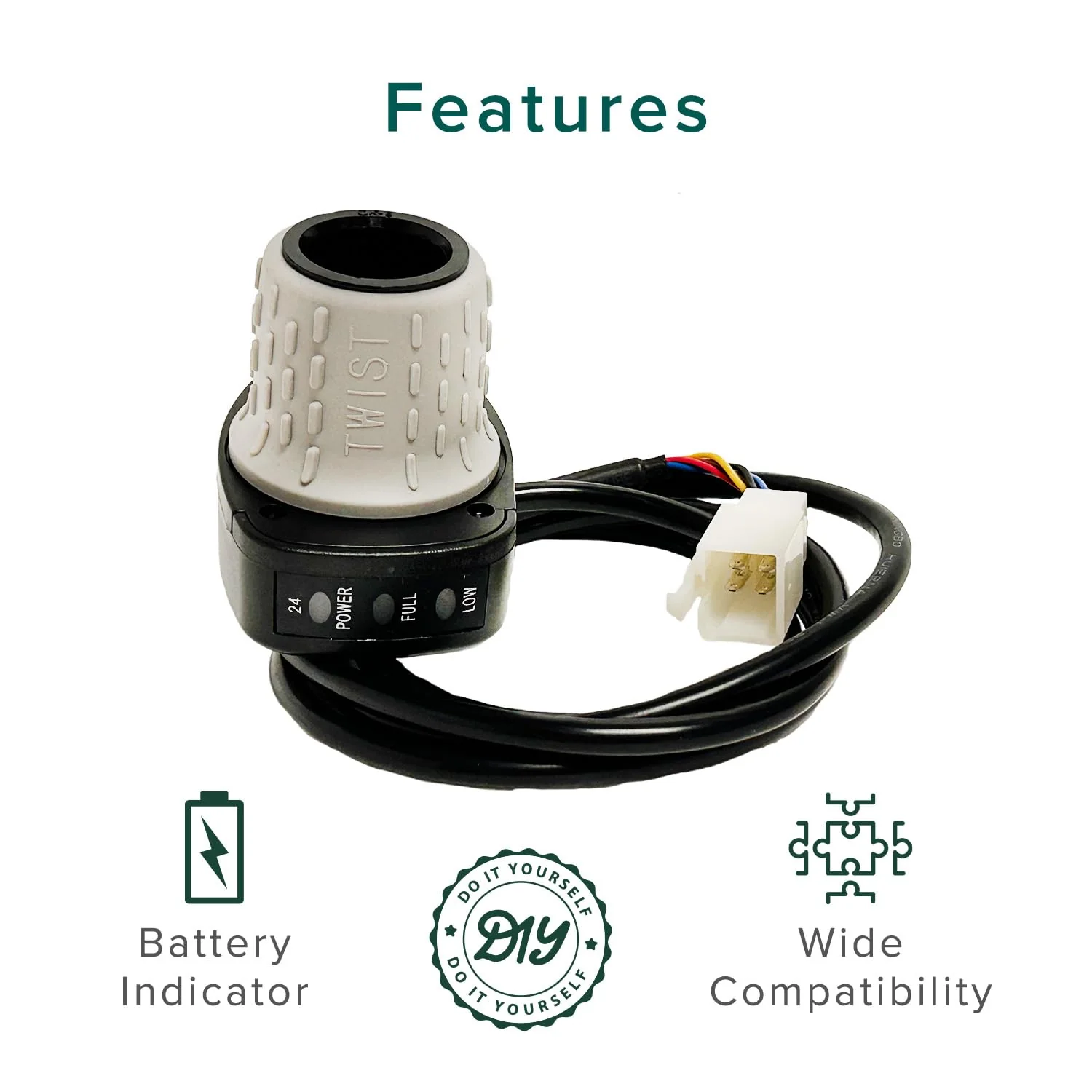 AlveyTech 24 Volt Speed 6-Wire Twist Grip Throttle with 48" Wires - Replacement for The Razor Pocket Mod Series (V13-44) Electric Scooter, Dirt Scooters, Speed Controller, Battery Power Parts - Image 4