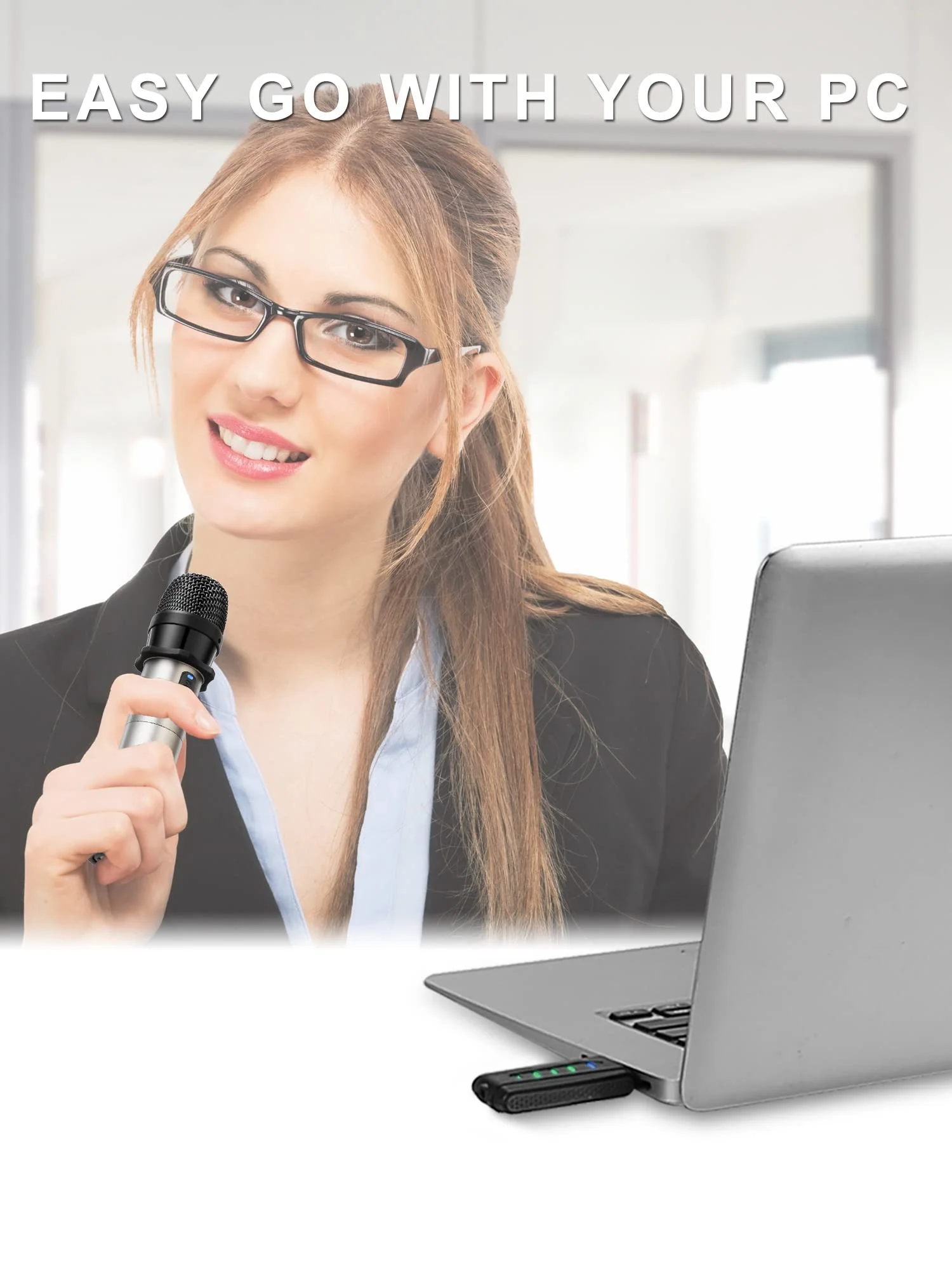 Alvoxcon USB Wireless Microphone, UHF Condenser mic for Android, PC Computer, Laptop, PA, Podcasting, Vlogging, YouTube, Vocal Recording, Gaming, Singing Practice (System with USB Receiver) Small Handheld Mic - Image 7