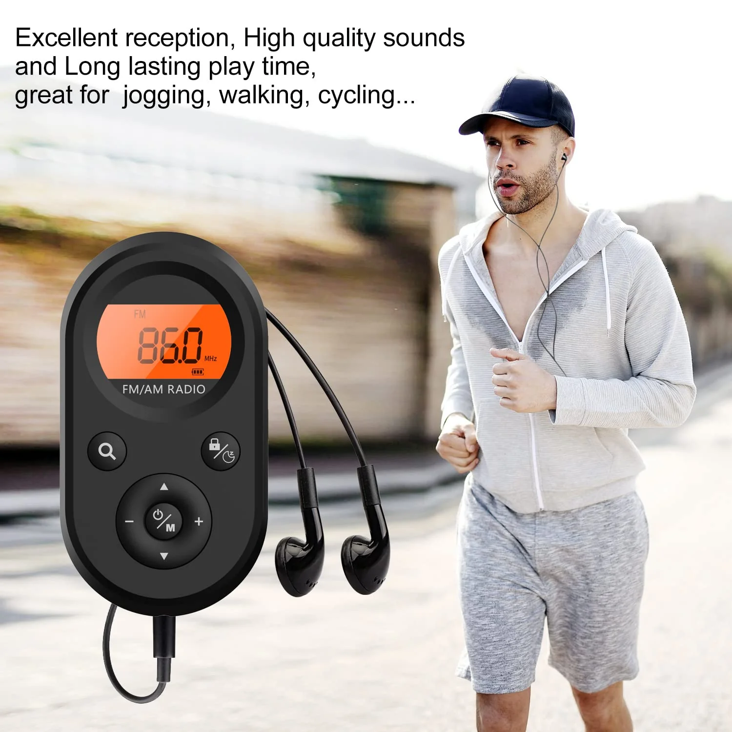 AM FM Portable Radio,Personal Pocket Radio Rechargeable with Best Reception,Long Battery Life,Stereo Earphone,Small Digital Transistor Radios for Hiking,Walking,Jogging - Image 5