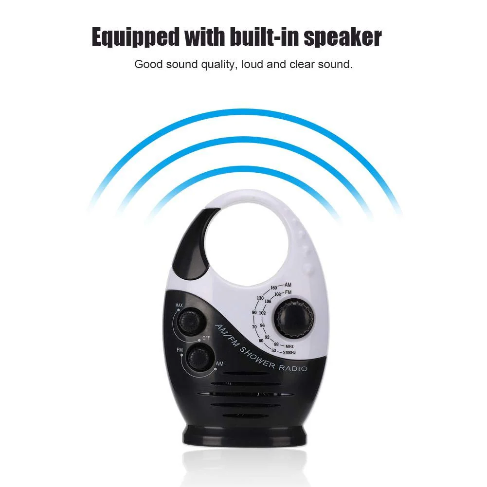 AM/FM Radio, Multifunctional Portable Shower Bathroom Hanging Music Radio Built-in Speaker Daily Sound - Image 2