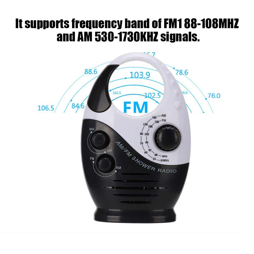 AM/FM Radio, Multifunctional Portable Shower Bathroom Hanging Music Radio Built-in Speaker Daily Sound - Image 3