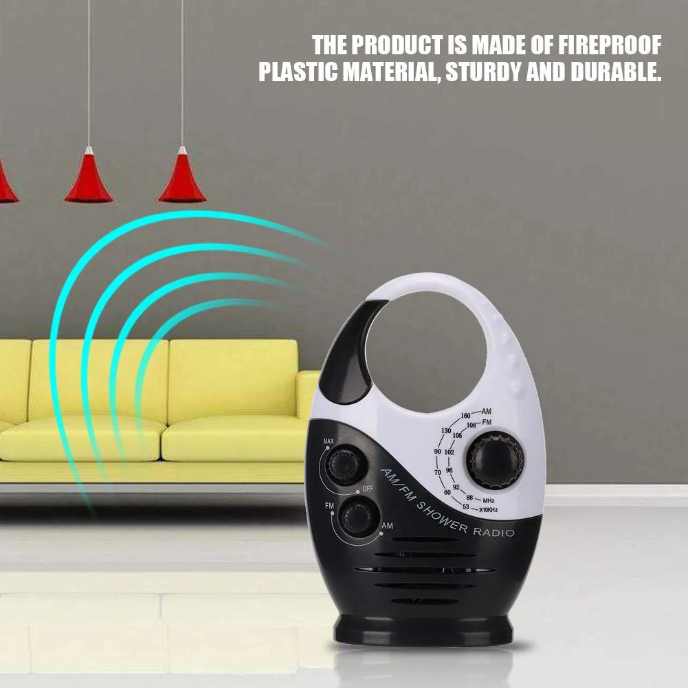 AM/FM Radio, Multifunctional Portable Shower Bathroom Hanging Music Radio Built-in Speaker Daily Sound - Image 4