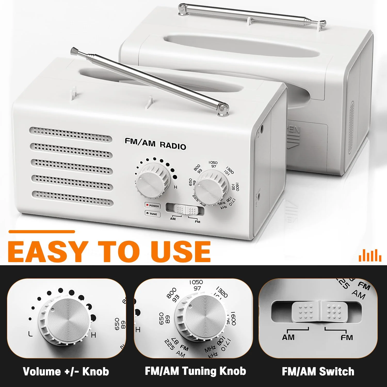 AM FM Radio Portable,Goodes Transistor Radio Plug in Wall Battery Powered with Best Reception, Loud Speaker, Excellent Sound, Small Radios for Home Outdoor Office Desk Use/Decor, Gift for Elders - Image 4
