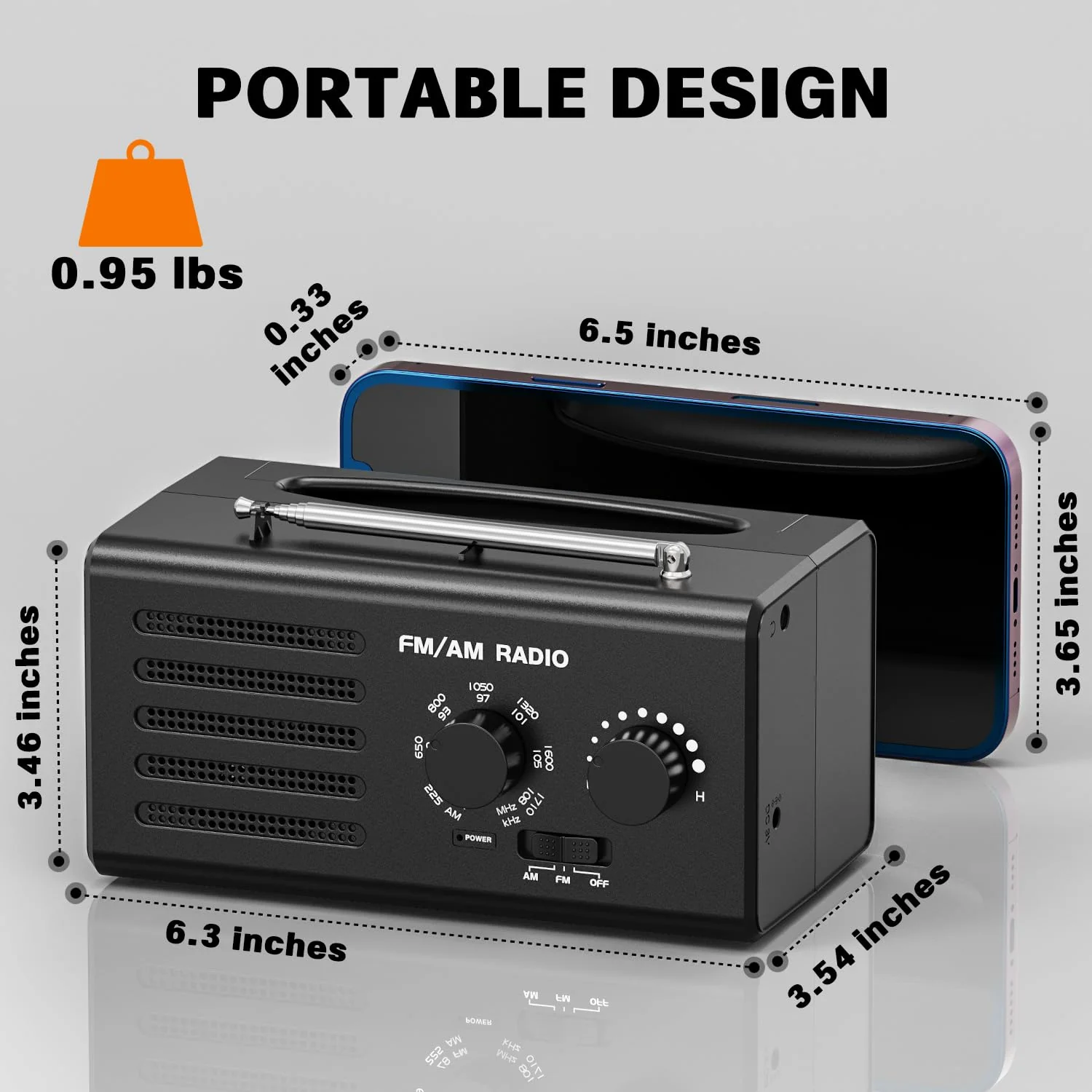 AM FM Radio Portable,Goodes Transistor Radio Plug in Wall Battery Powered with Best Reception, Loud Speaker, Excellent Sound, Small Radios for Home Outdoor Office Desk Use/Decor, Gift for Elders Black - Image 6
