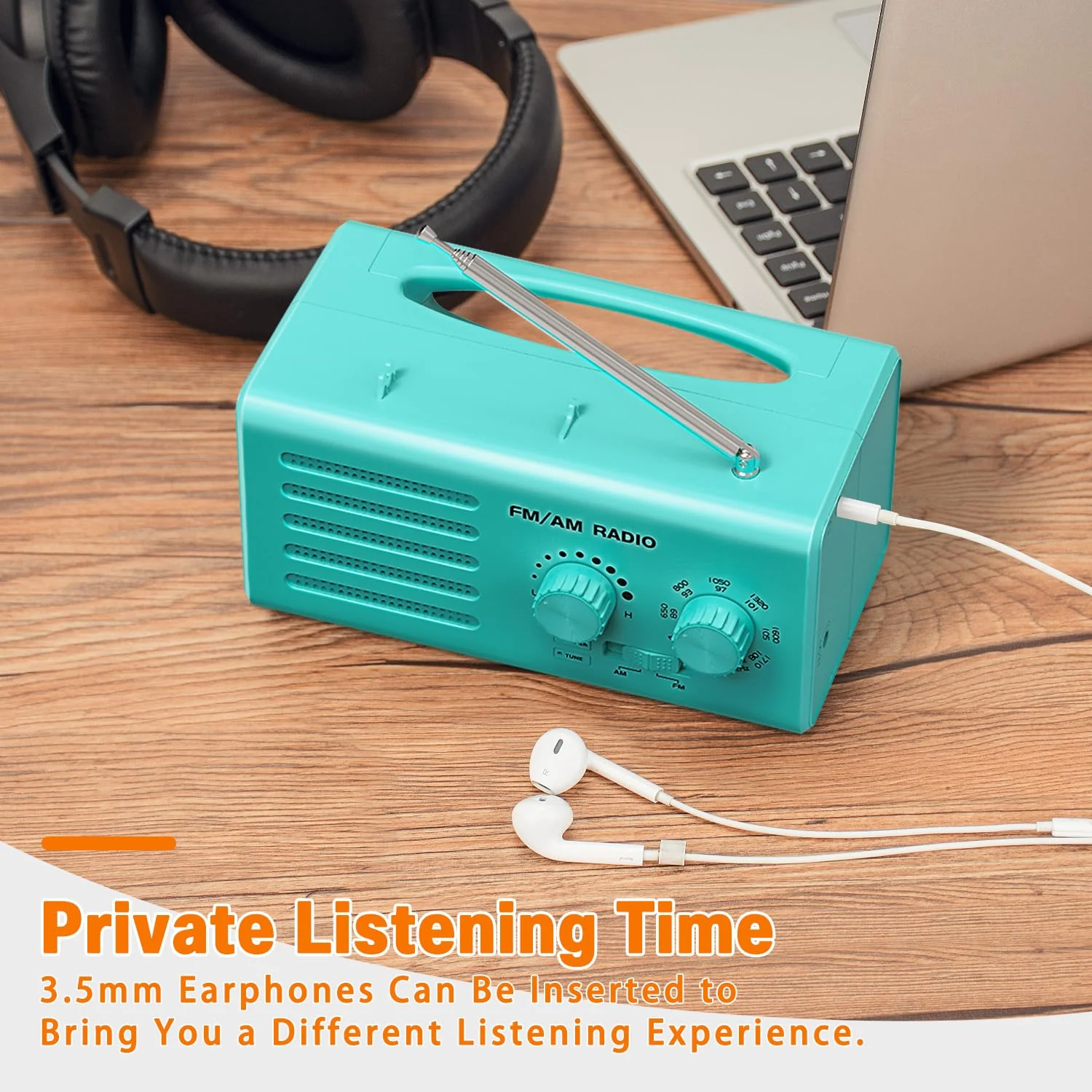 AM FM Radio Portable,Goodes Transistor Radio Plug in Wall Battery Powered with Best Reception, Loud Speaker, Excellent Sound, Small Radios for Home Outdoor Office Desk Use/Decor, Gift for Elders Cyan - Image 4