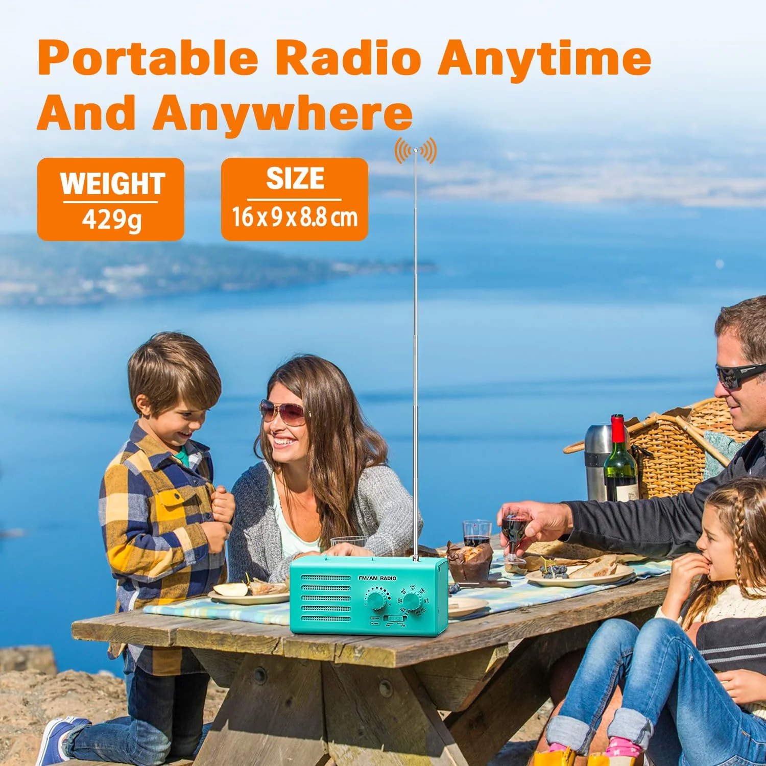 AM FM Radio Portable,Goodes Transistor Radio Plug in Wall Battery Powered with Best Reception, Loud Speaker, Excellent Sound, Small Radios for Home Outdoor Office Desk Use/Decor, Gift for Elders Cyan - Image 6