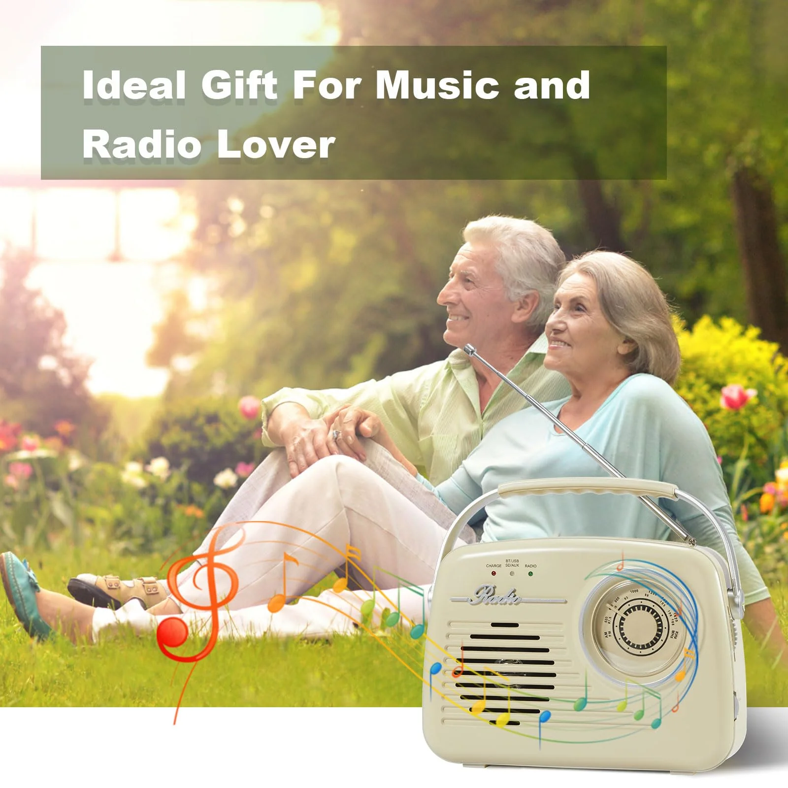 AM FM Radio Portable - Shortwave Radio Battery Powered or Plug in Wall for Home Outdoor, Strong Reception, Digital Time Display, Transistor Antenna, Large Dial Easy to Use, Seniors Small Gfit - Image 8
