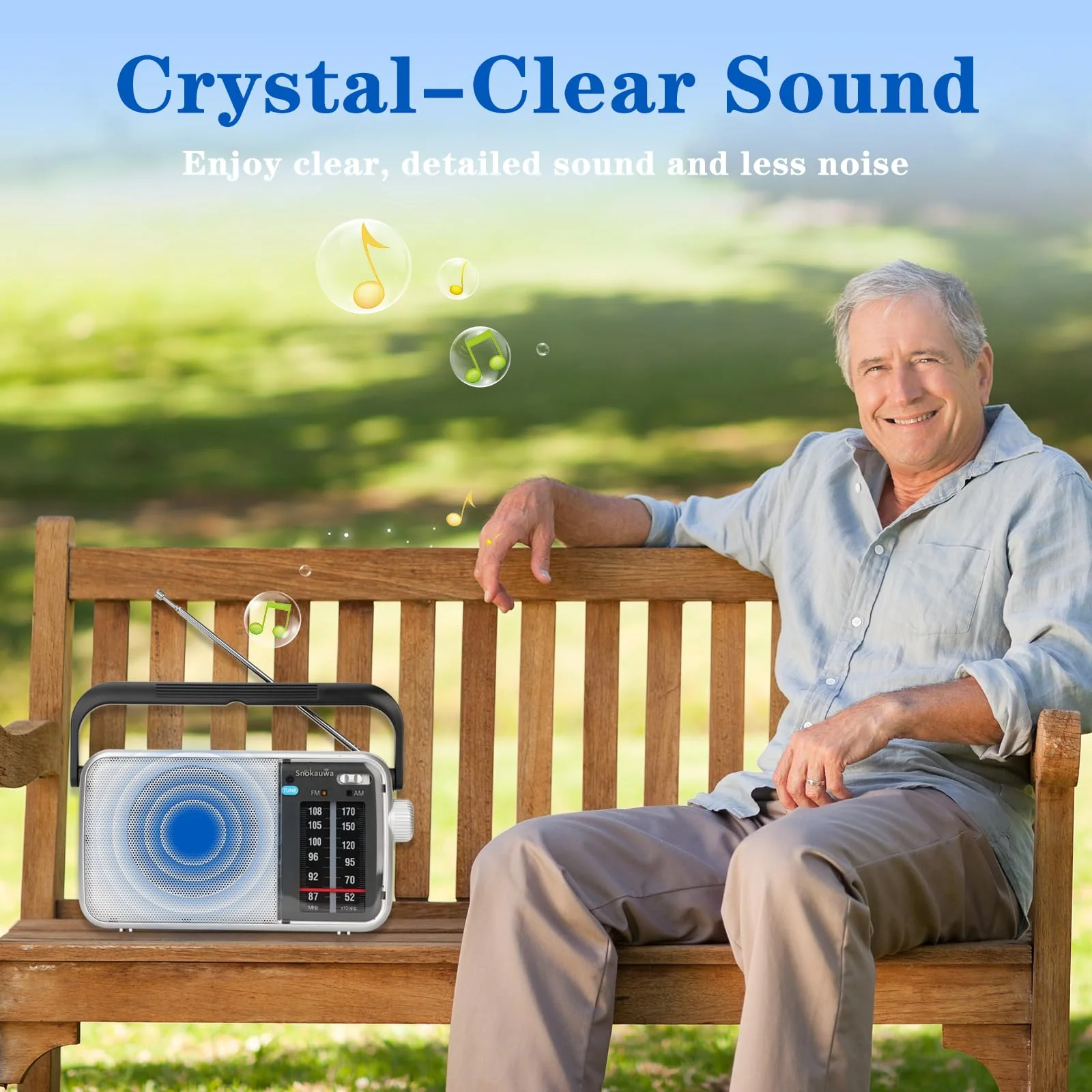 AM FM Radio Portable, Transistor Radio, Battery Powered or Mains Operated, Battery Radio with Robust Reception and Built in Speaker, Suitable for Home and Outdoor Silver - Image 7