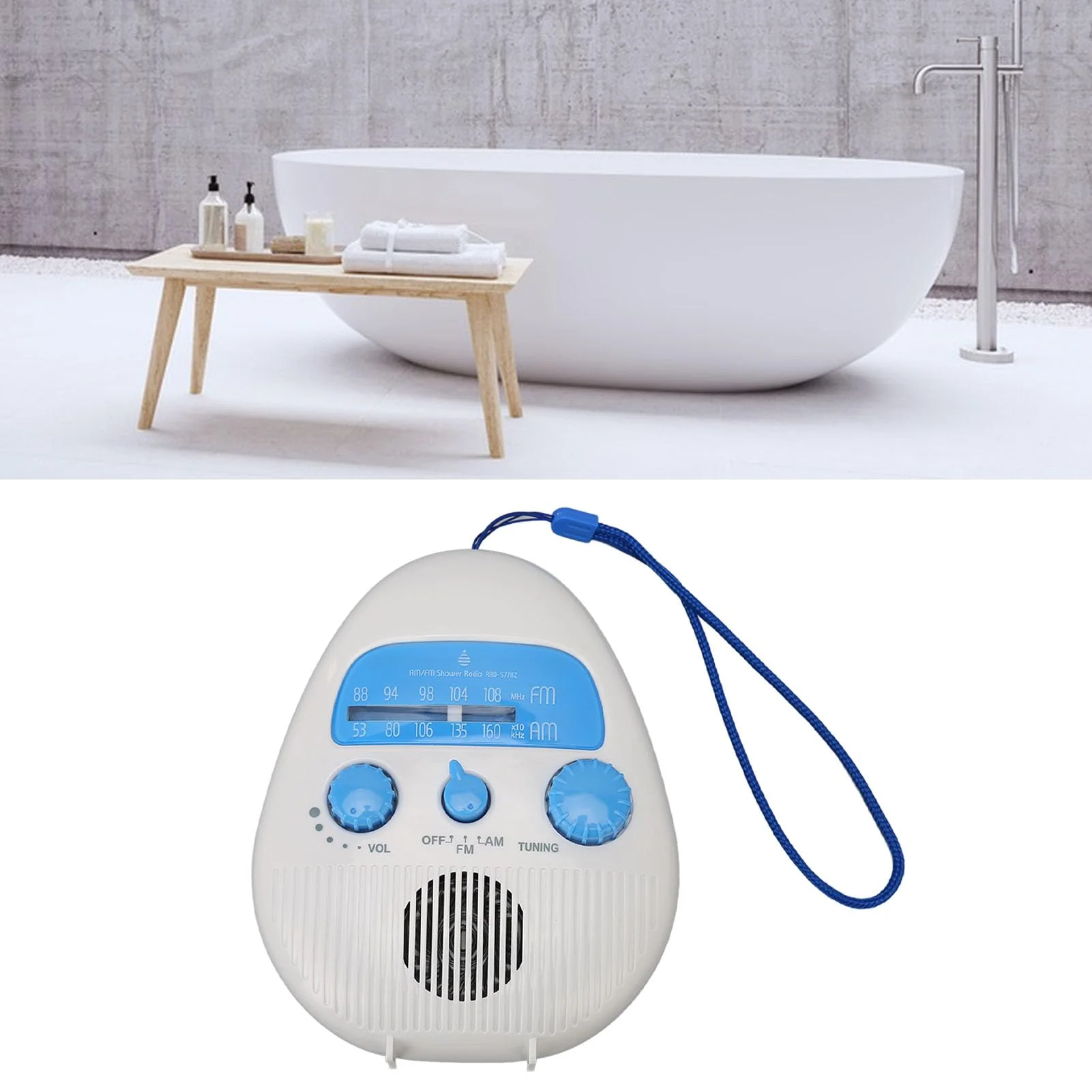 AM FM Shower Radio, Waterproof Portable Shower Radio ABS Material, Built in Speaker, FM AM Receiver, Easy, for Bathroom or On The - Image 5