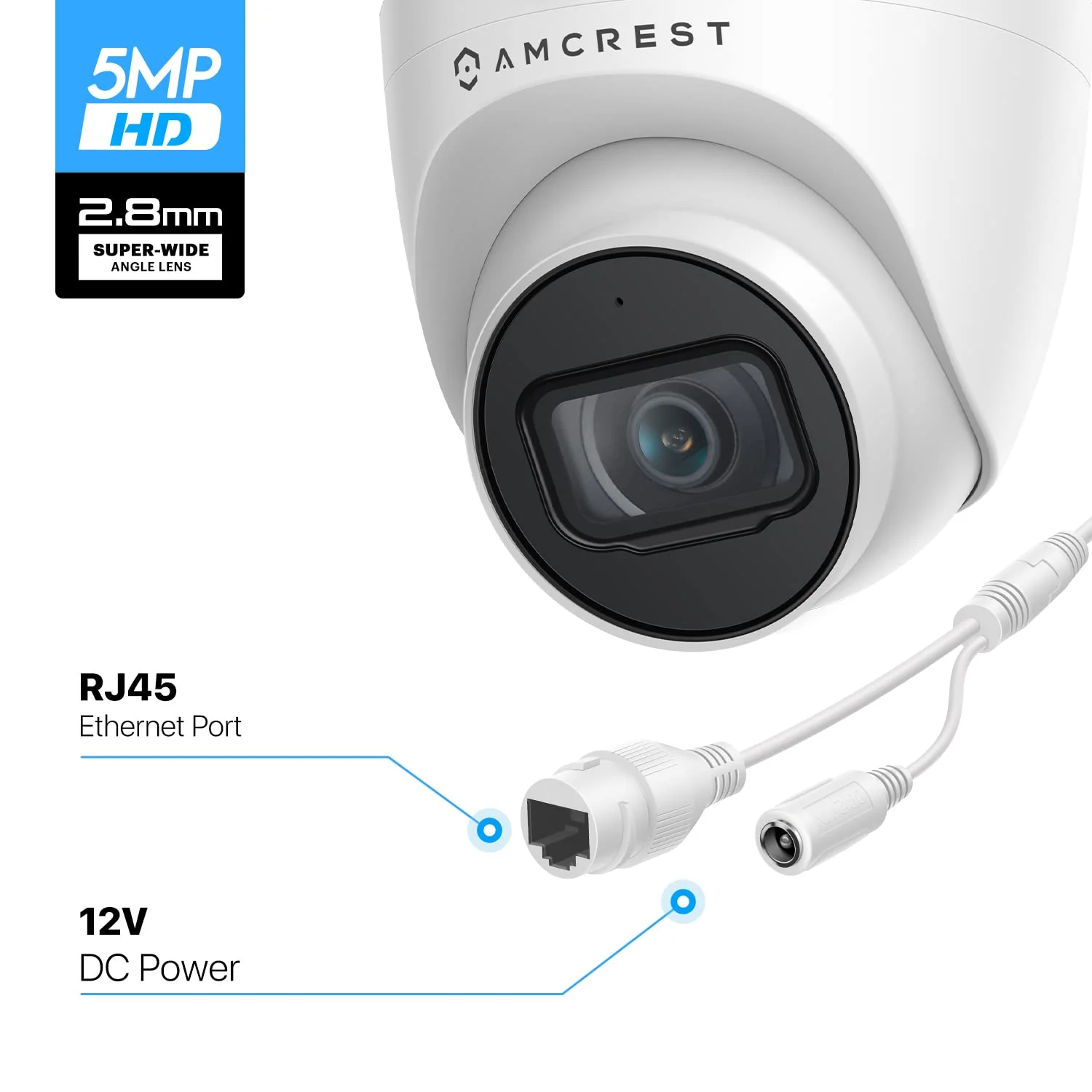 Amcrest 5MP Turret POE Camera, UltraHD Outdoor IP Camera POE with Mic/Audio, 5-Megapixel Security Surveillance Cameras, 98ft NightVision, 103° FOV, MicroSD (256GB), (IP5M-T1179EW-28MM) White - Image 7