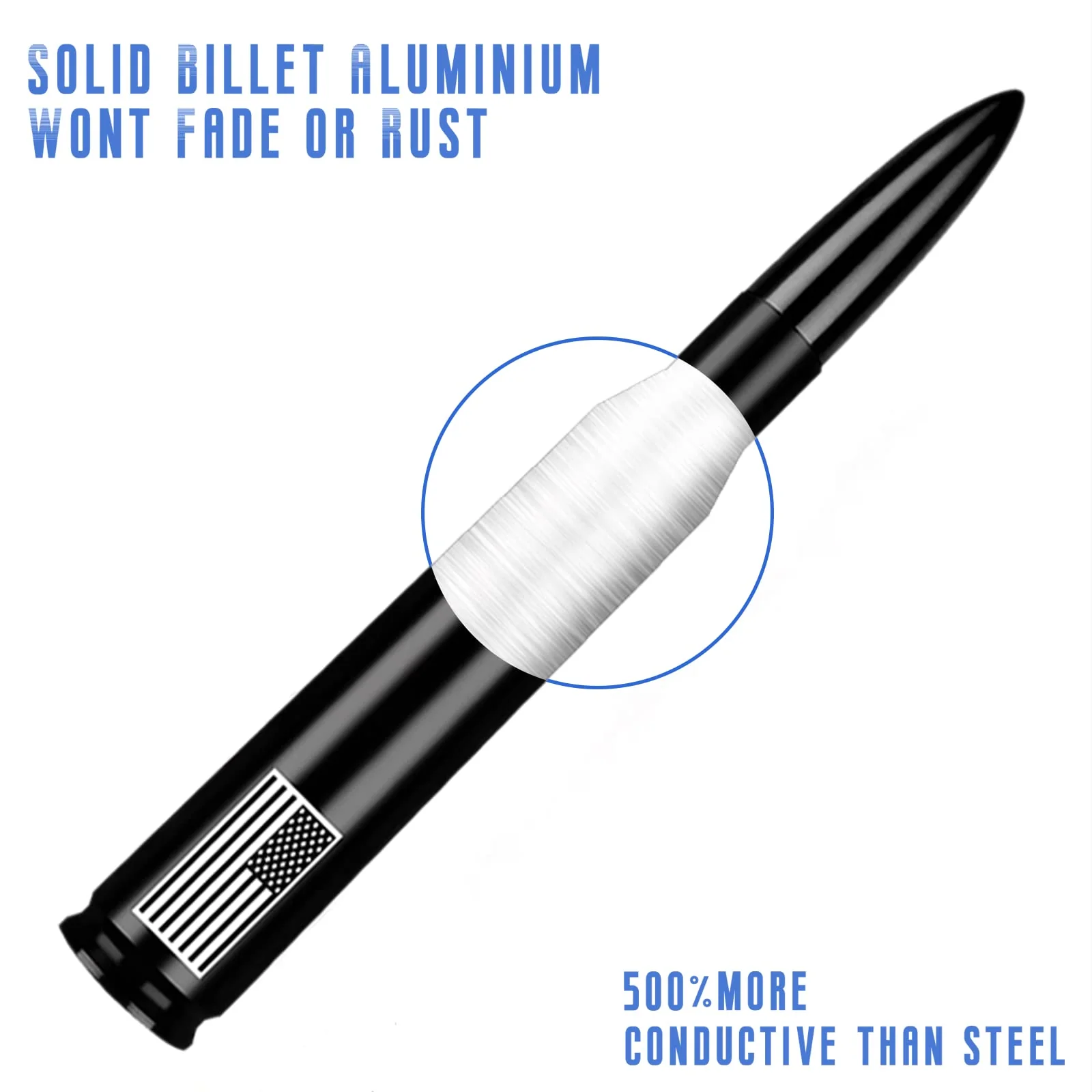 American Flag Car Truck Antenna with Valve Stem Caps, Universal Mast for GM Chevy Silverado 1500 2500 3500 HD Avalanche Ford F150 F250 F350 Denali Heavy Duty Pickup Trucks Accessories (Black) 5.5 inch Black Style - Image 5