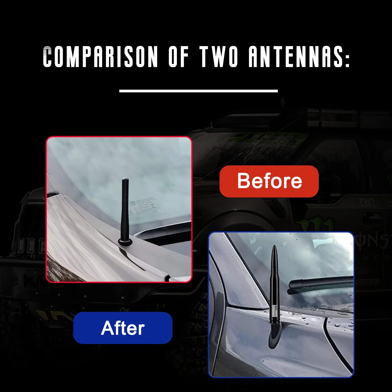 American Flag Car Truck Antenna with Valve Stem Caps, Universal Mast for GM Chevy Silverado 1500 2500 3500 HD Avalanche Ford F150 F250 F350 Denali Heavy Duty Pickup Trucks Accessories (Black) 5.5 inch Black Style - Image 7