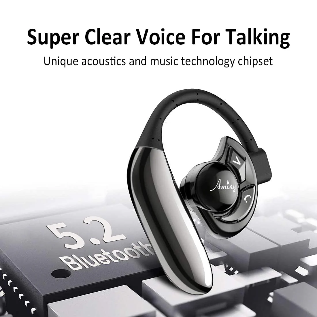 AMINY Bluetooth Headset Wireless Bluetooth Earpiece-Compatible with Android/iPhone/Smartphones/Laptop-28 Hrs Playing Time V5.2 Bluetooth Earbuds Wireless Headphones with Noise Cancelling Mic - Image 3