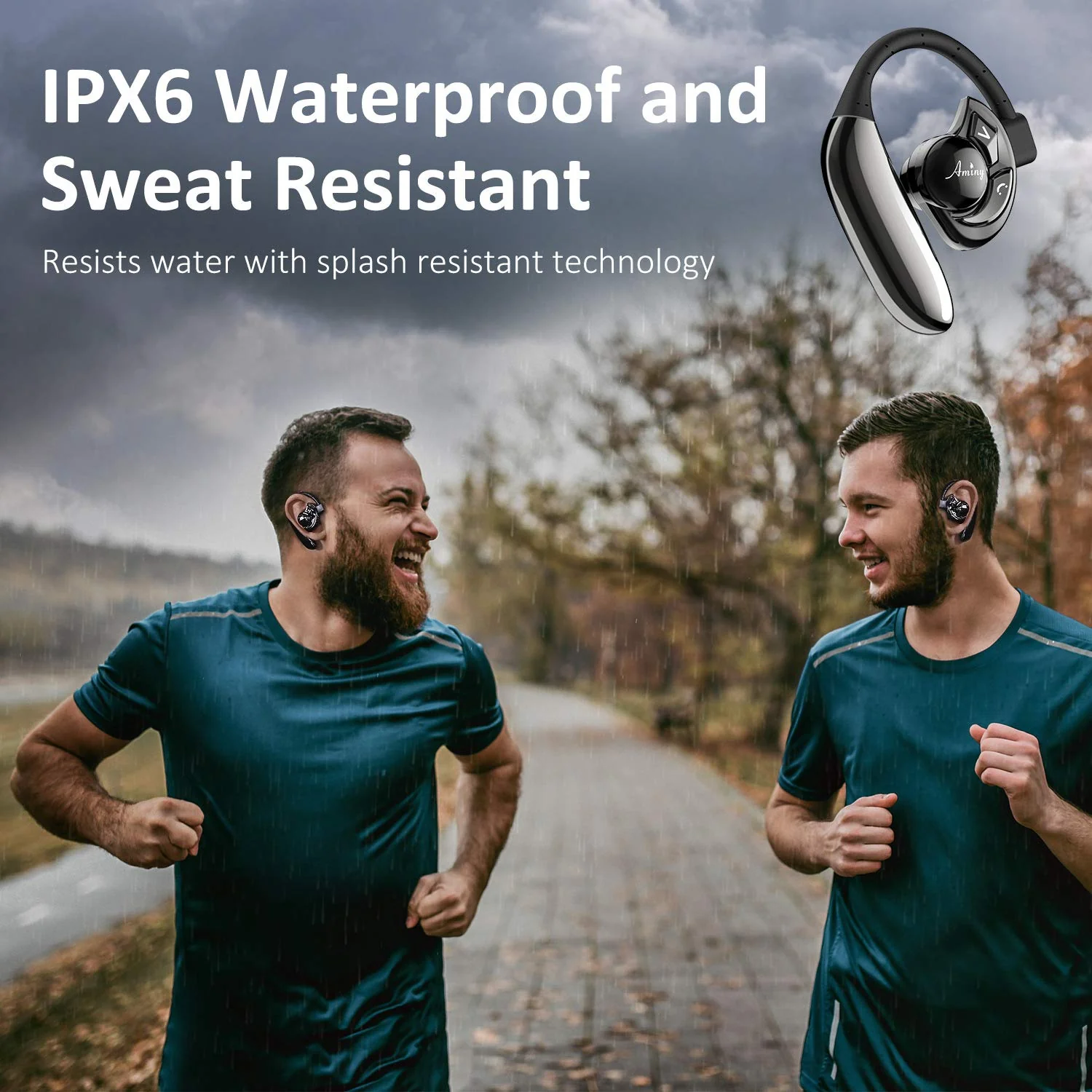 AMINY Bluetooth Headset Wireless Bluetooth Earpiece-Compatible with Android/iPhone/Smartphones/Laptop-28 Hrs Playing Time V5.2 Bluetooth Earbuds Wireless Headphones with Noise Cancelling Mic - Image 5