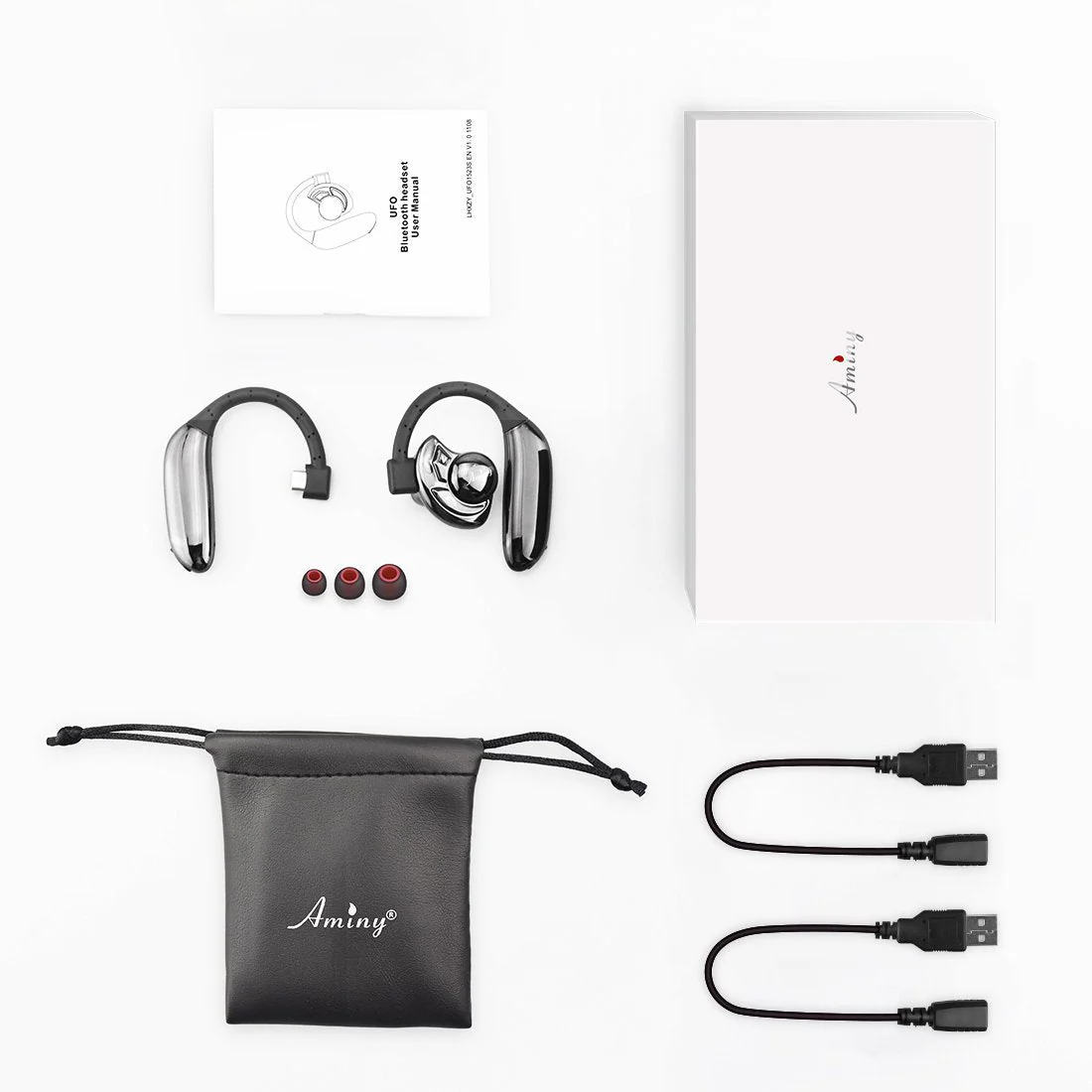 AMINY Bluetooth Headset Wireless Bluetooth Earpiece-Compatible with Android/iPhone/Smartphones/Laptop-28 Hrs Playing Time V5.2 Bluetooth Earbuds Wireless Headphones with Noise Cancelling Mic - Image 7