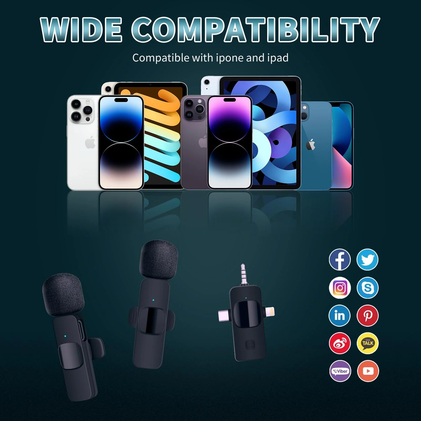 AMOOX Wireless Lavalier Microphone for iPhone Camera Live Streaming, Vlogging, Cordless Omnidirectional Clip Mic, Plug-Play Microphone for Interview Video Podcast Vlog YouTube Three in One Set - Image 6