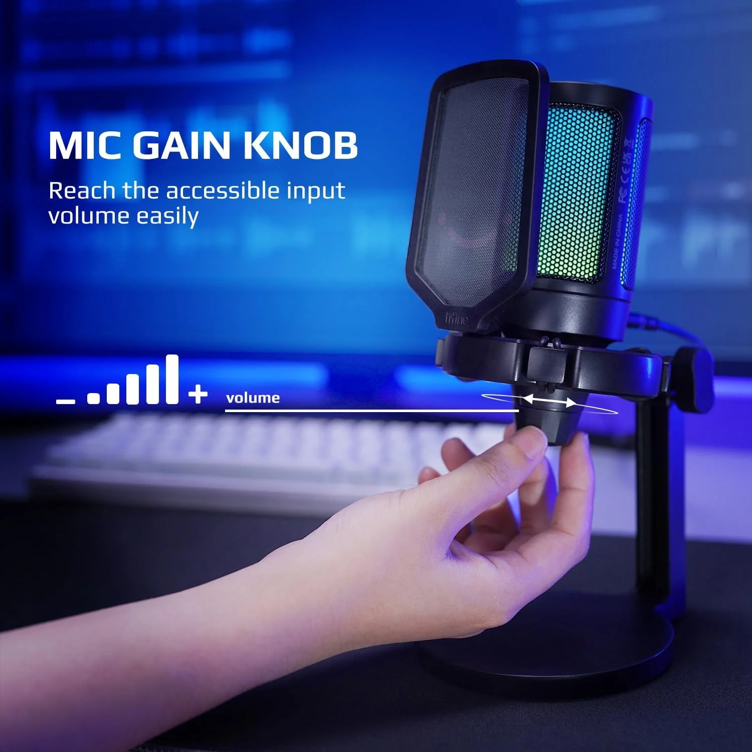 AmpliGame Fifine USB Microphone for PC Gaming, Computer Desktop Streaming Microphone with Mute Button, Gain Knob for Video Podcast, RGB Mic for PS4/PS5, Laptop A6NEO - Image 5