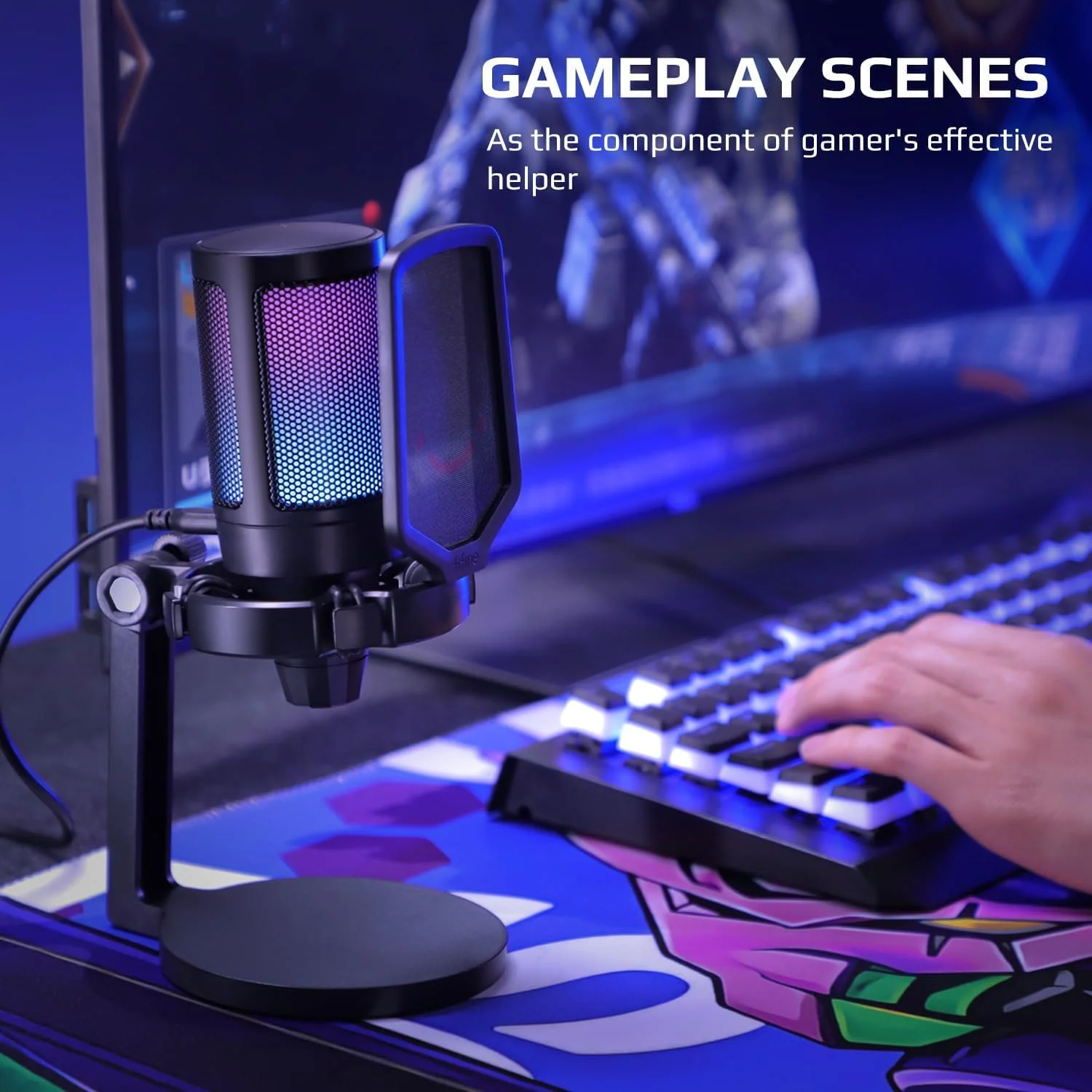 AmpliGame Fifine USB Microphone for PC Gaming, Computer Desktop Streaming Microphone with Mute Button, Gain Knob for Video Podcast, RGB Mic for PS4/PS5, Laptop A6NEO - Image 7