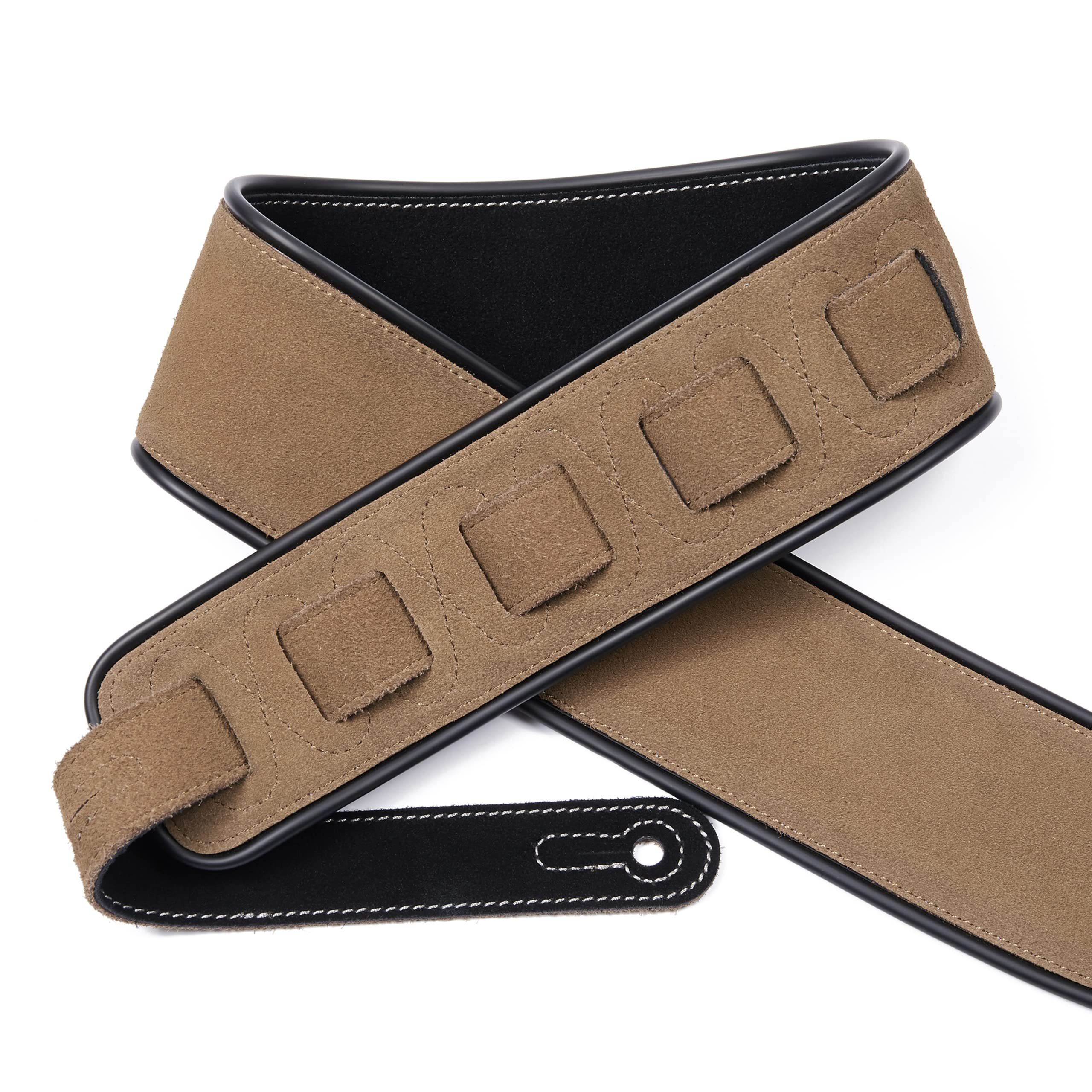 Amumu Embroidered Suede Leather Guitar Strap for Acoustic, Electric and Bass Guitar - Black Sun-flower Embroidered - Image 4