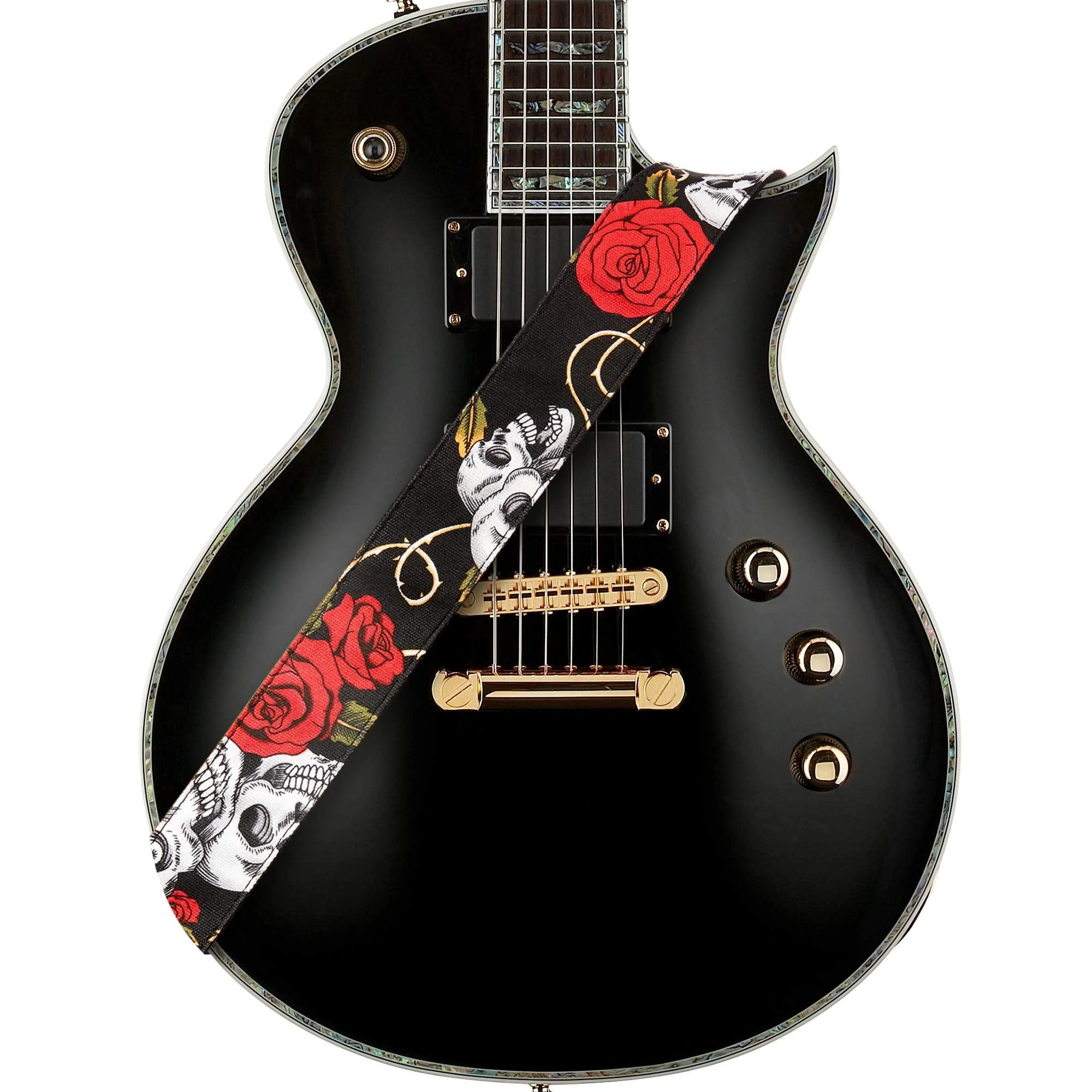 Amumu Guitar Strap – 2" Rose SKull Pattern for Acoustic, Electric and Bass Guitars, Adjustable 36'' - 63" - Image 9