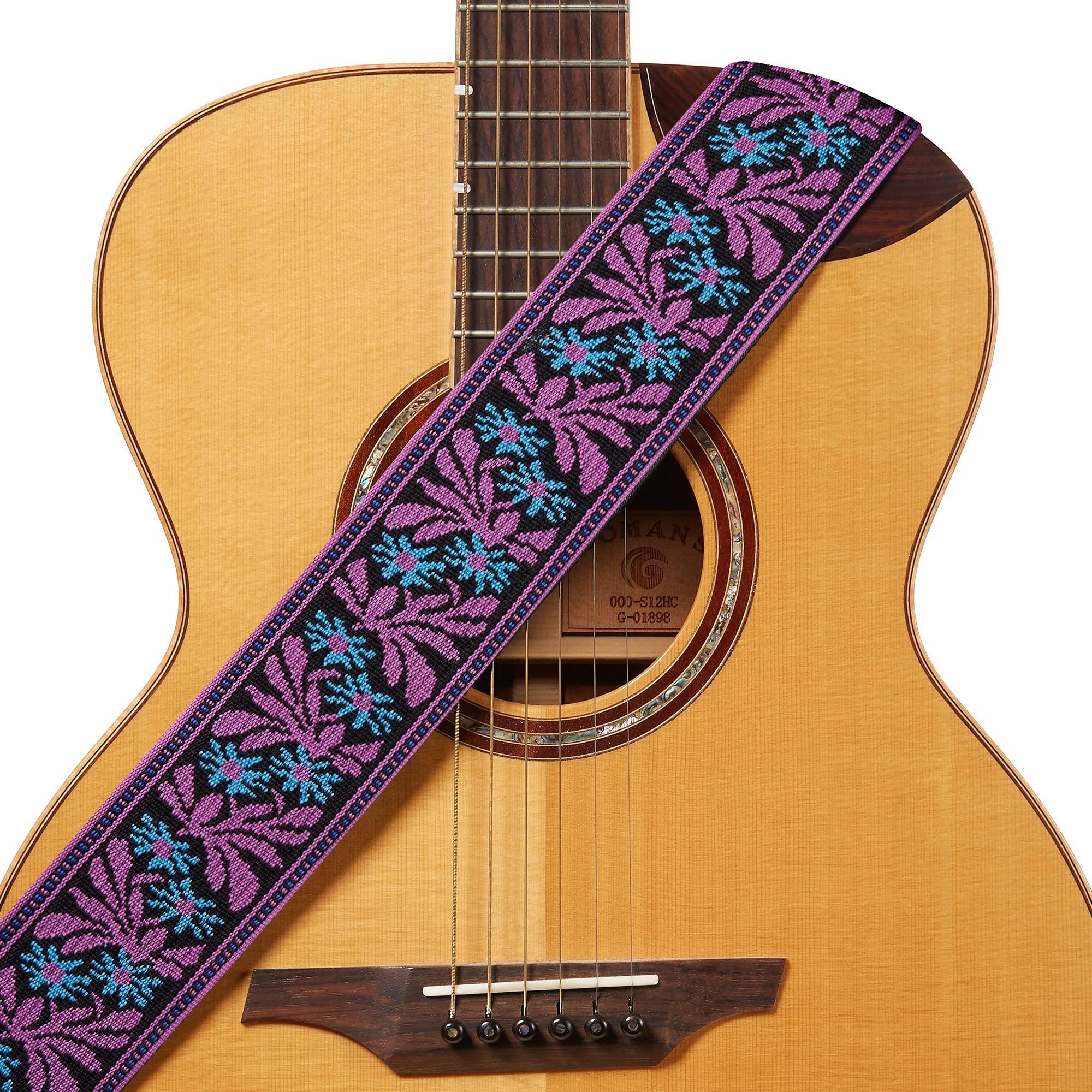 Amumu Guitar Strap Jacquard Purple Blue Flower for Bass, Electric & Acoustic Guitar Accessories - Image 7