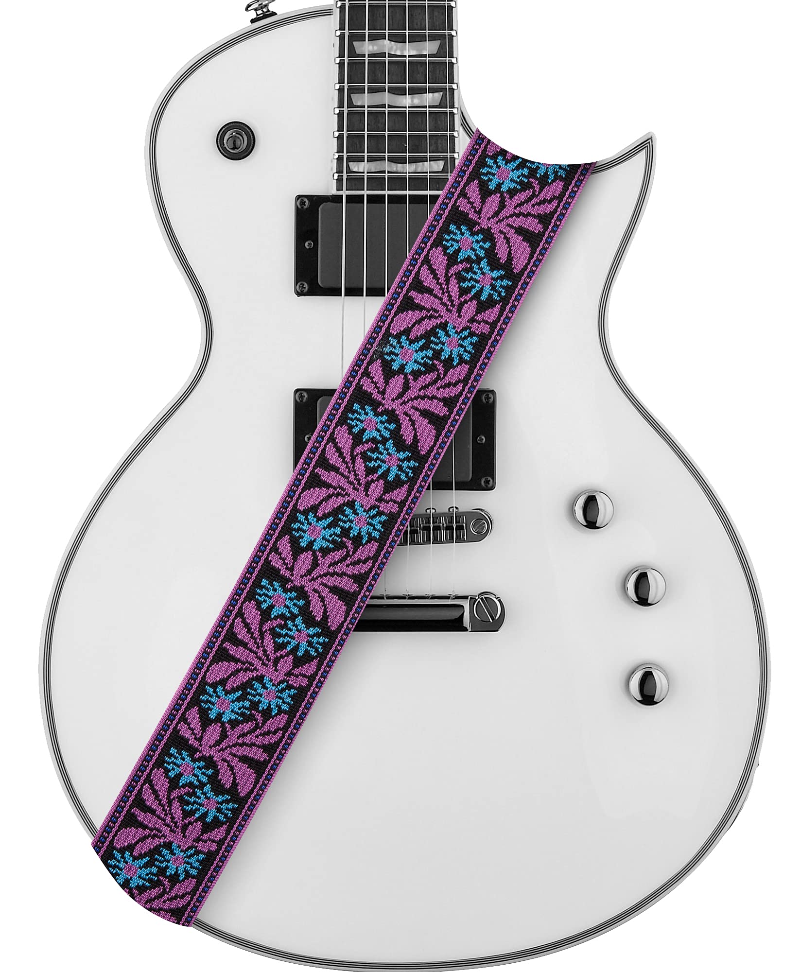 Amumu Guitar Strap Jacquard Purple Blue Flower for Bass, Electric & Acoustic Guitar Accessories - Image 8