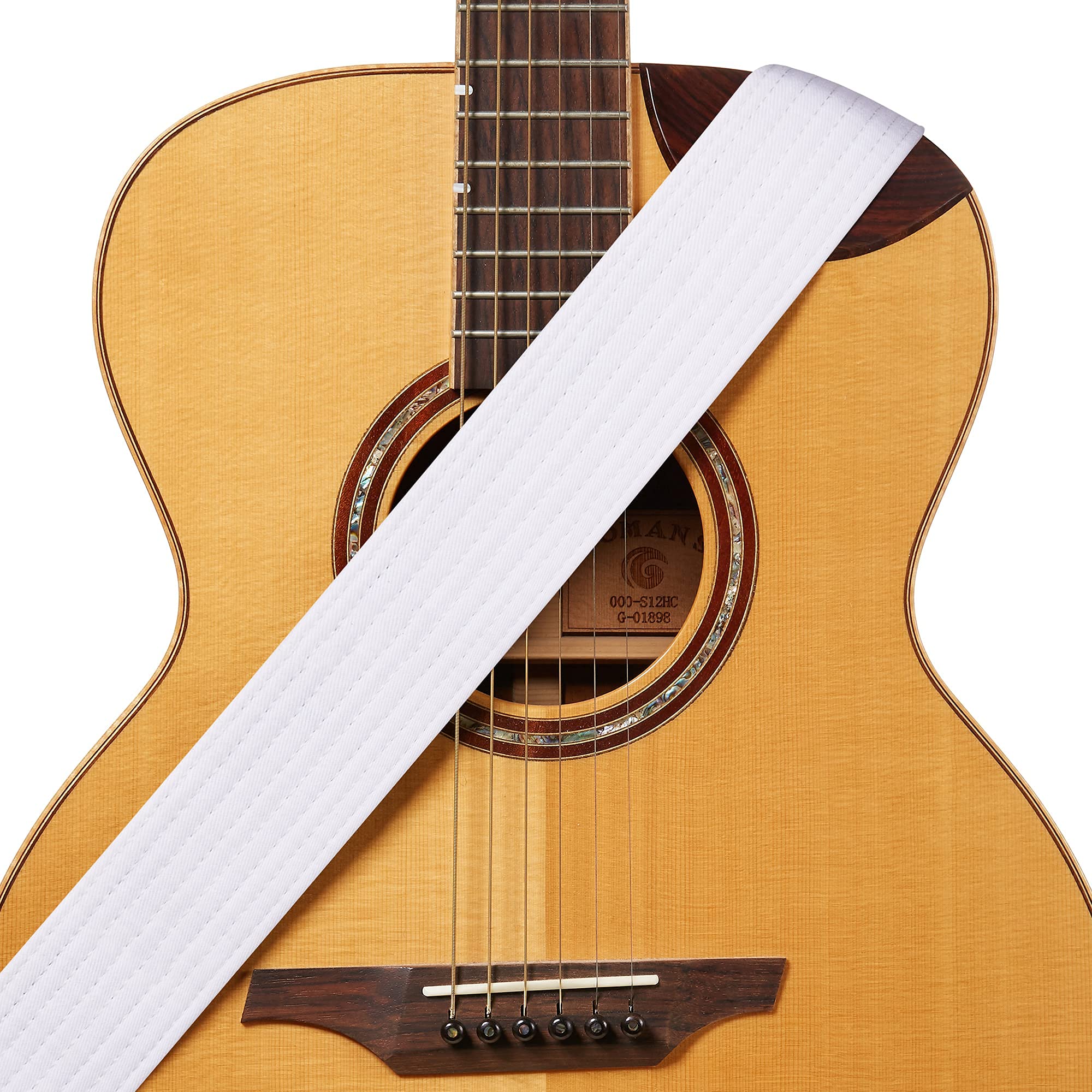 Amumu Premium Thick Cotton Guitar Strap - Ideal for Acoustic, Electric, and Bass Guitars White - Image 5