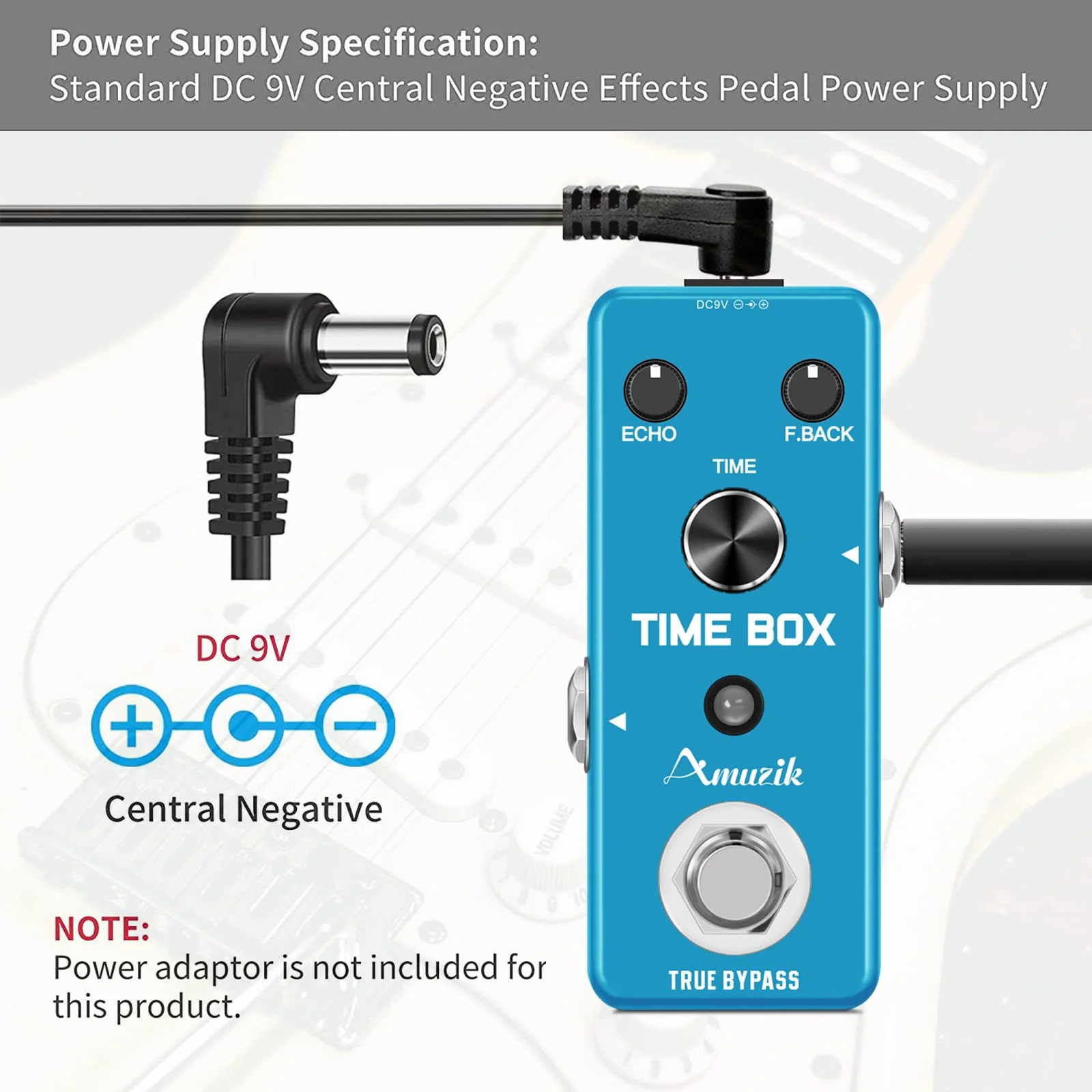 Amuzik Analog Delay Pedal Guitar Delay Effects Pedals Vintage Delay Effect with True Bypass Full Metal Shell Switching - Image 3