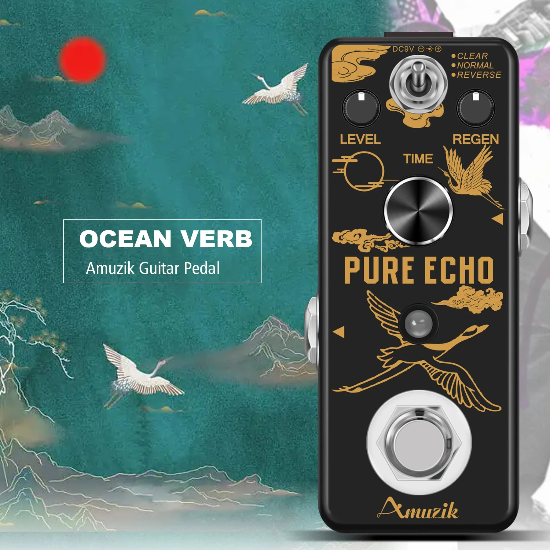 Amuzik Pure Echo Guitar Effect Pedal Analog Digital Delay Effects Pedals for Clear Normal Reverse 3 Modes with Ture Bypass Mini Size - Image 6