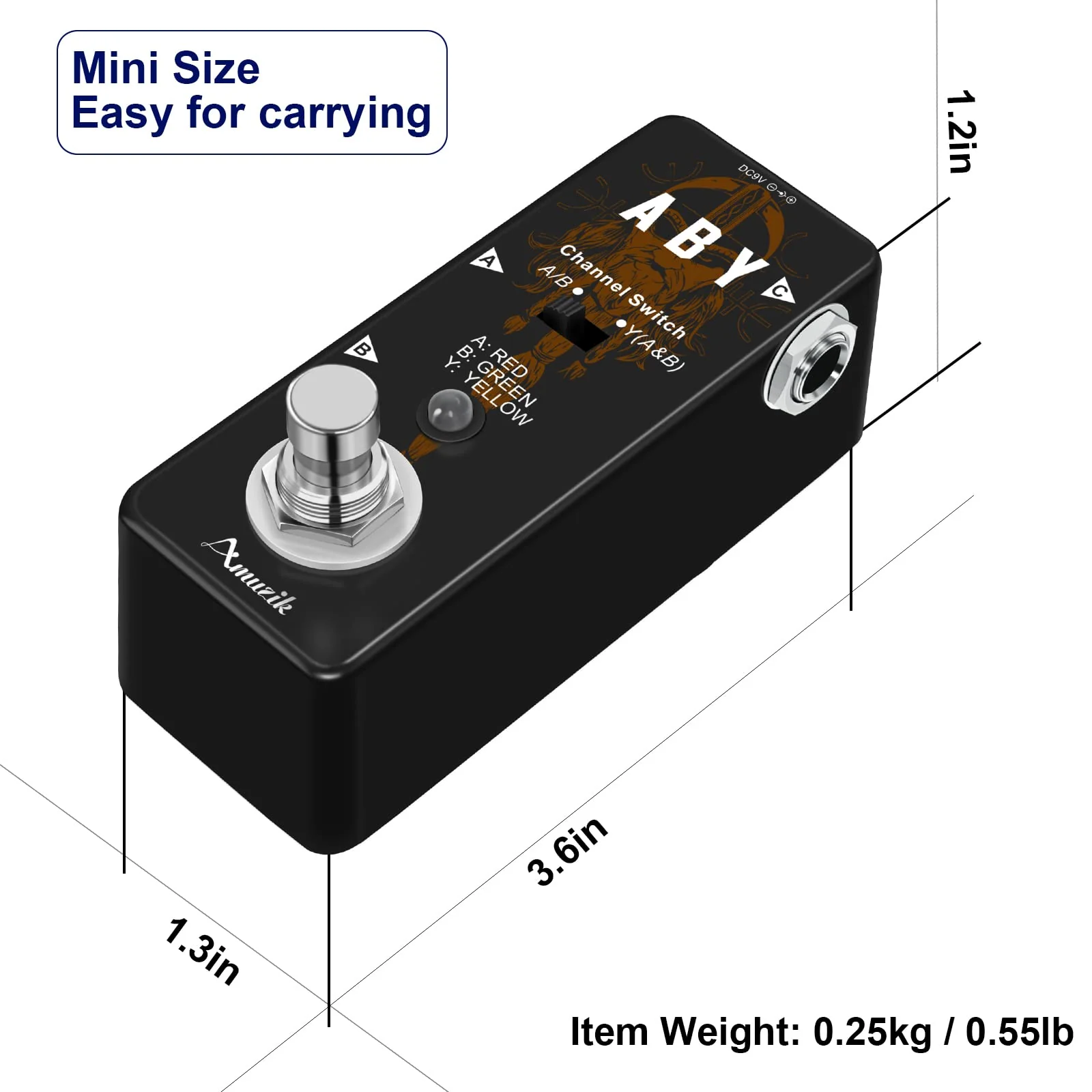 Amuzik Switch Box Pedals Functional ABY BOX Switch Guitar Pedal Selector Audio Channel Pedal for Guitar Mini Size True Bypass - Image 3
