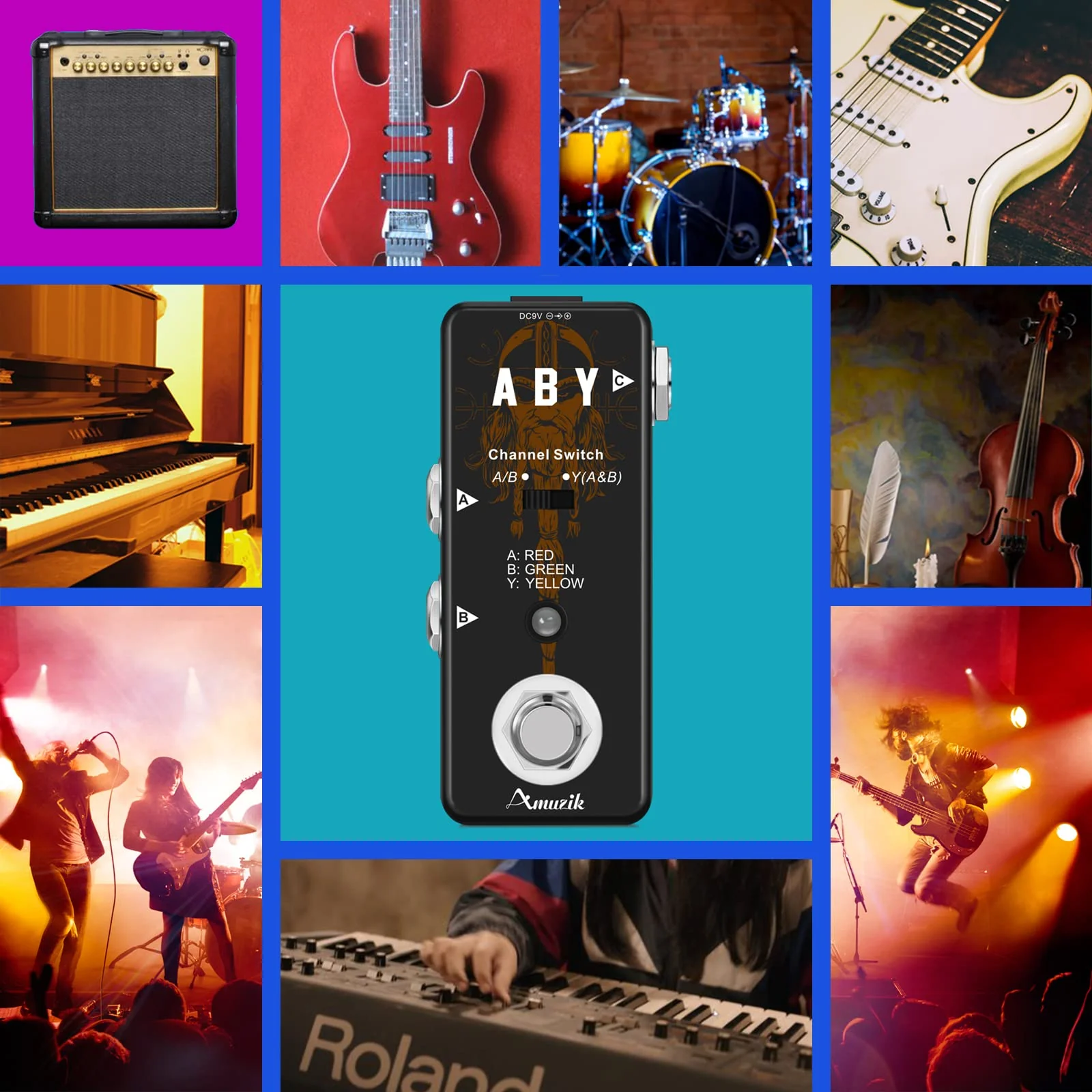 Amuzik Switch Box Pedals Functional ABY BOX Switch Guitar Pedal Selector Audio Channel Pedal for Guitar Mini Size True Bypass - Image 4