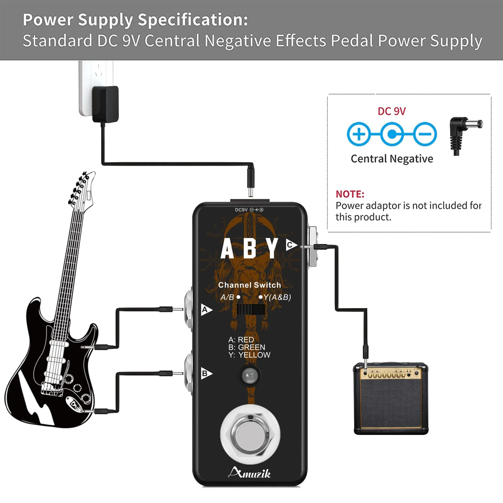 Amuzik Switch Box Pedals Functional ABY BOX Switch Guitar Pedal Selector Audio Channel Pedal for Guitar Mini Size True Bypass - Image 5