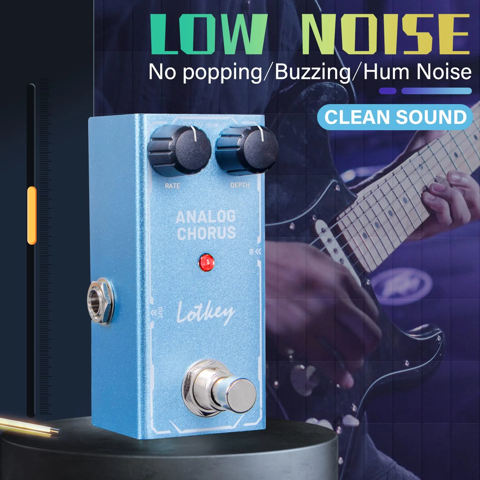 Analog Chorus Guitar Pedal, Lotkey Electric Effects Pedals Mini Single Type DC 9V True Bypass - Image 4