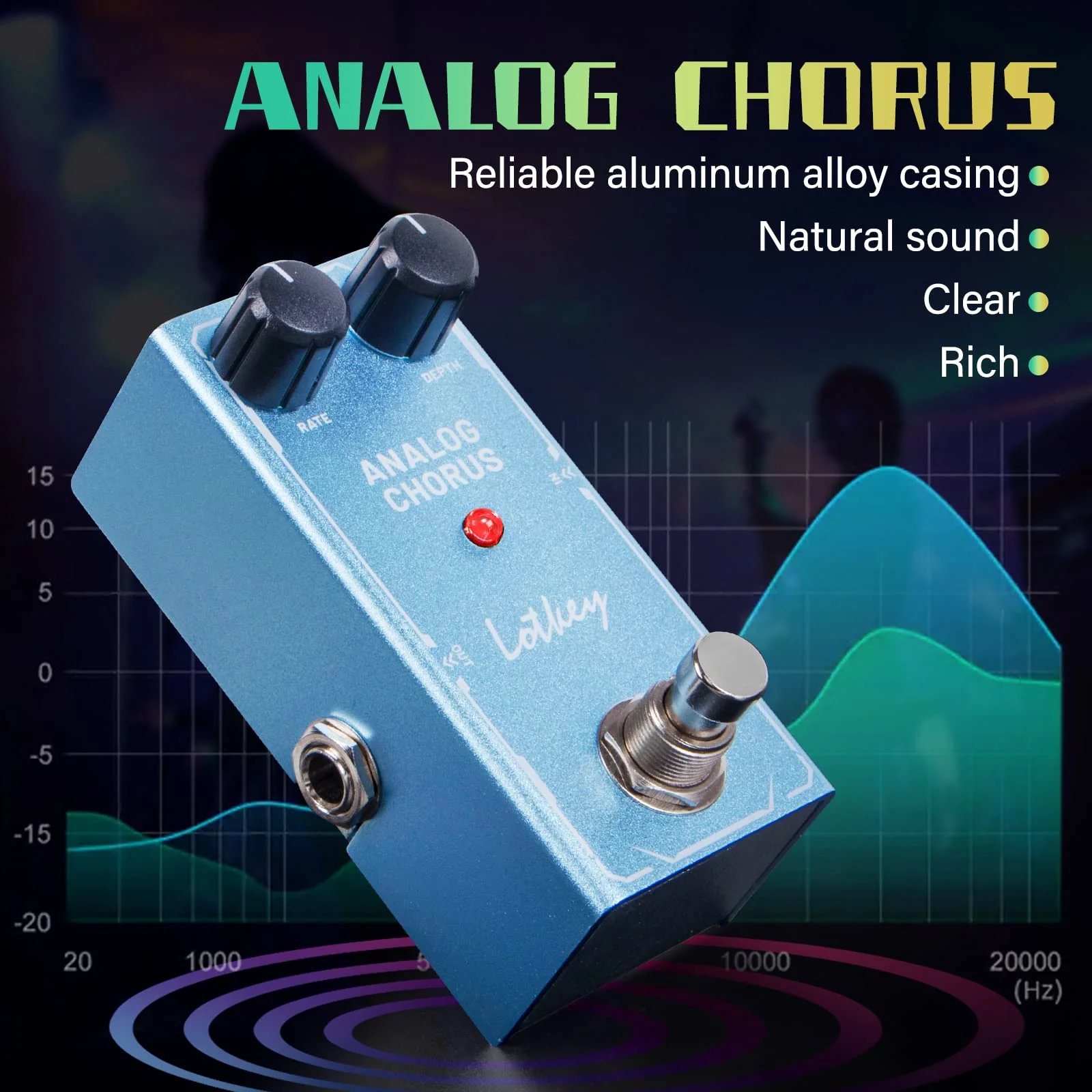 Analog Chorus Guitar Pedal, Lotkey Electric Effects Pedals Mini Single Type DC 9V True Bypass - Image 6