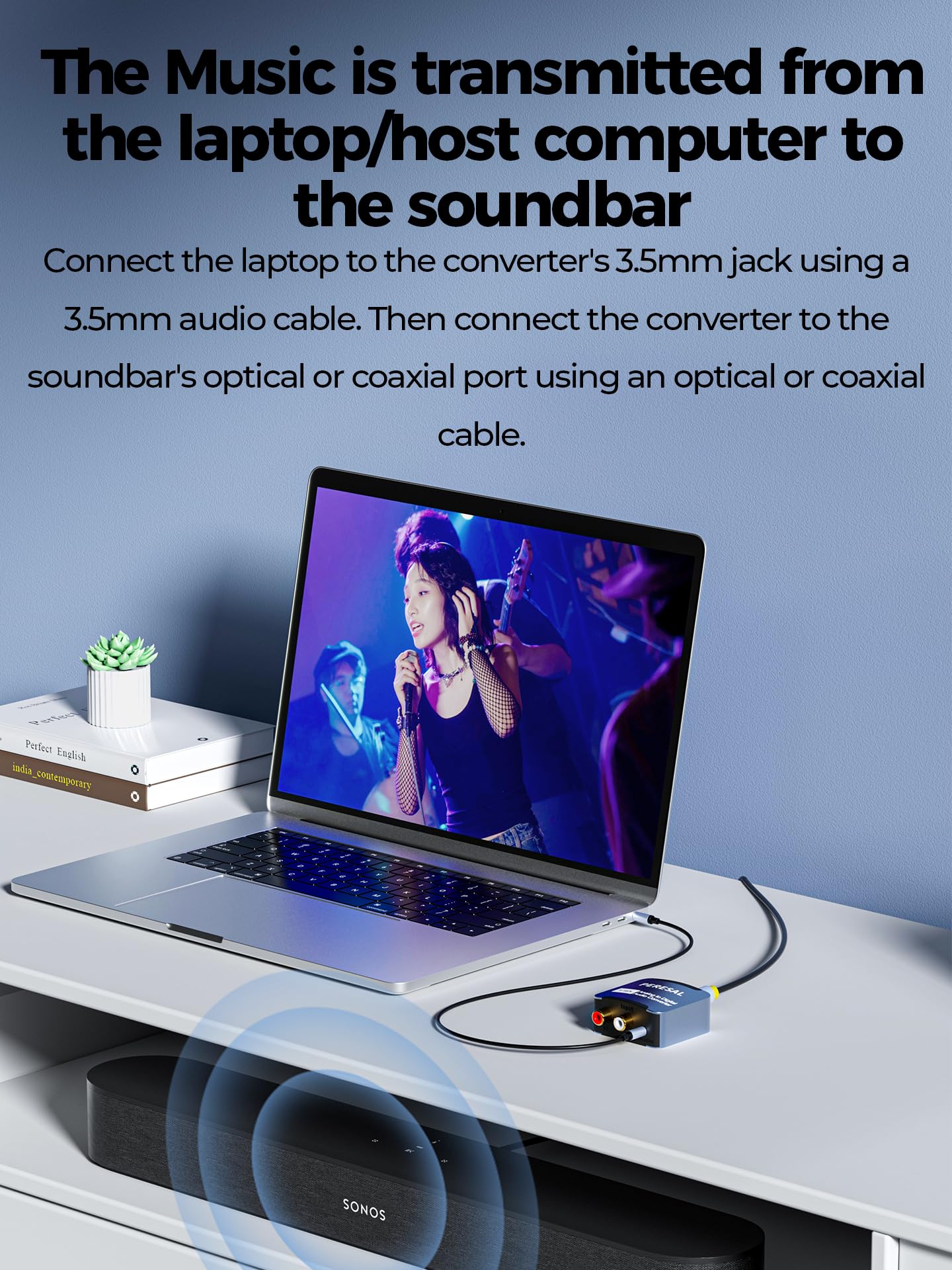 Analog to Digital Audio Converter 3.5mm to SPDIF/Coaxial with Optical Cable RCA to Optical for Laptops Desktop Computers to Soundbar ＆ Amplifiers - Image 6