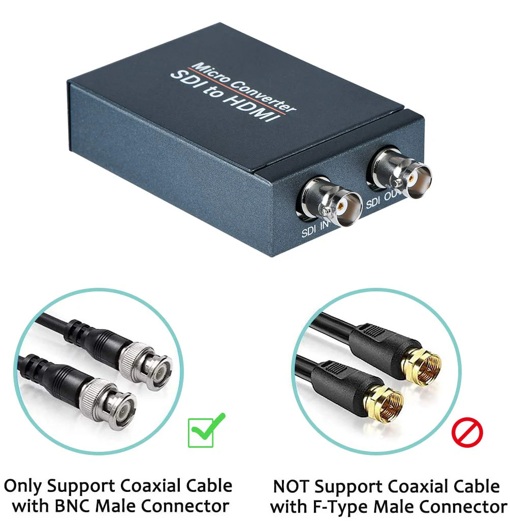 Anber-Tech SDI to HDMI Converter, SDI in HDMI Out with SDI Loopout, 1080P@60Hz Audio Embedder Support HDMI 1.3, 3G/HD-SDI Auto Format Detection Extender for Camera CCTV - Image 5