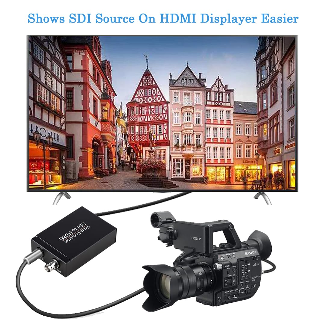 Anber-Tech SDI to HDMI Converter, SDI to HDMI Audio De-embedder Support 3G-SDI, HD-SDI, SD-SDI Auto Format Detection and Stereo Audio De-embedder, SDI Loopout (Black) Black - Image 5