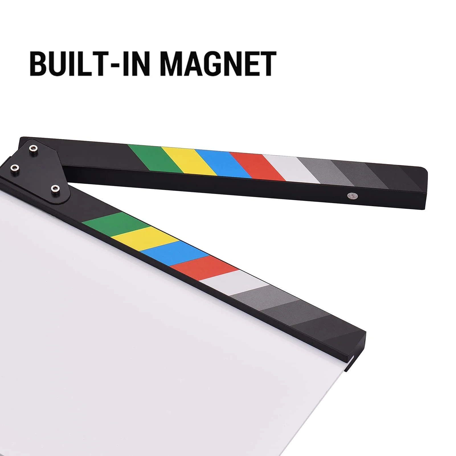 Andoer 30 x 24cm Acrylic Film Clapboard Movie Directors Clapper Board Slate Cut Action Scene Blank Clap Board Dry Erase with Multicolored Sticks - Image 3
