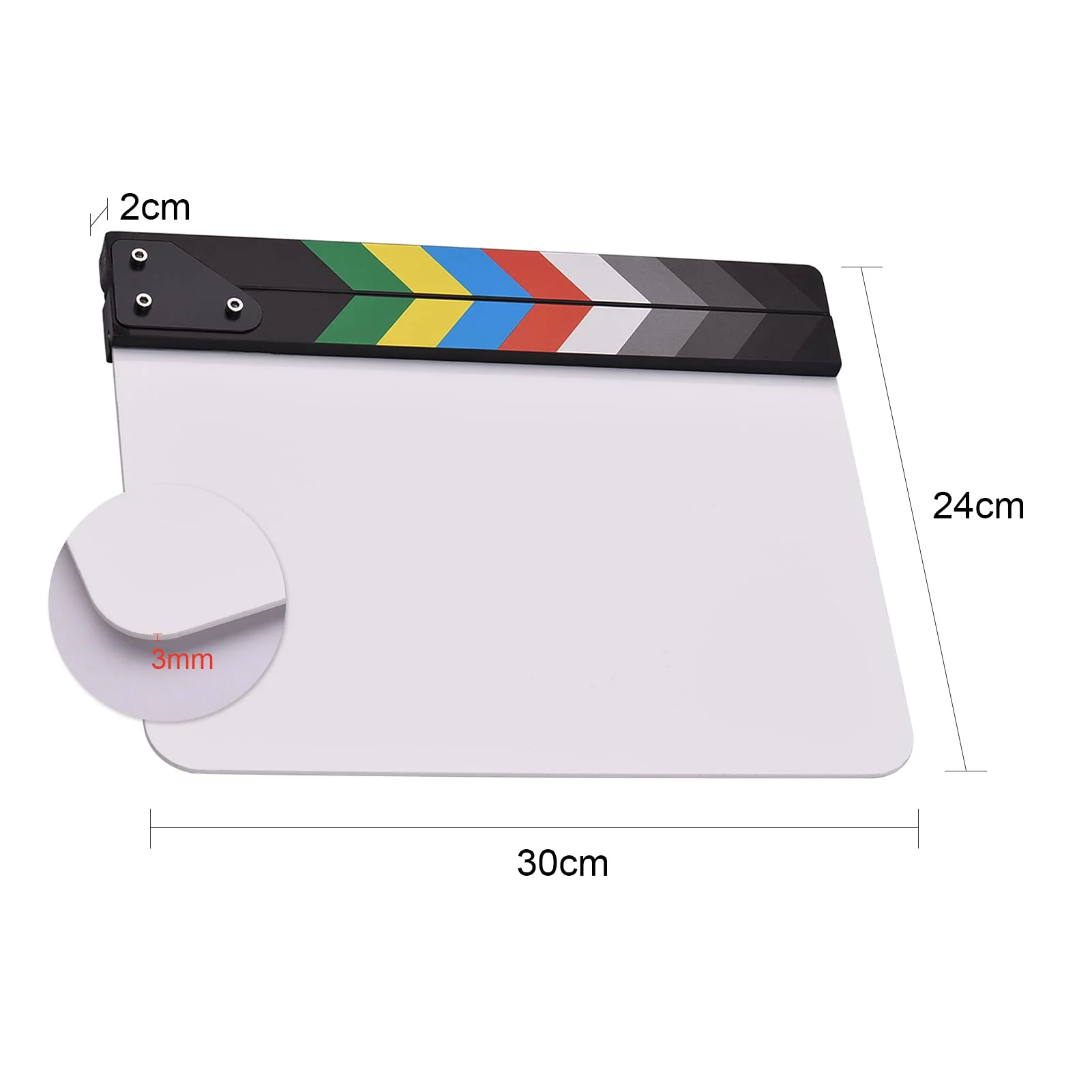 Andoer 30 x 24cm Acrylic Film Clapboard Movie Directors Clapper Board Slate Cut Action Scene Blank Clap Board Dry Erase with Multicolored Sticks - Image 8