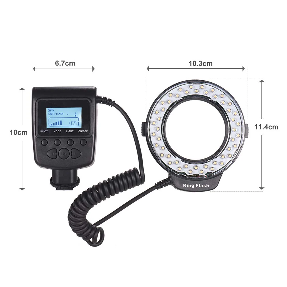 Andoer HD-130 Macro LED Ring Flash Light with LCD Display,Power Control,3 Flash Diffusers and 8 Adapter Rings for Canon Nikon Panasonic and Other DSLR Cameras - Image 4